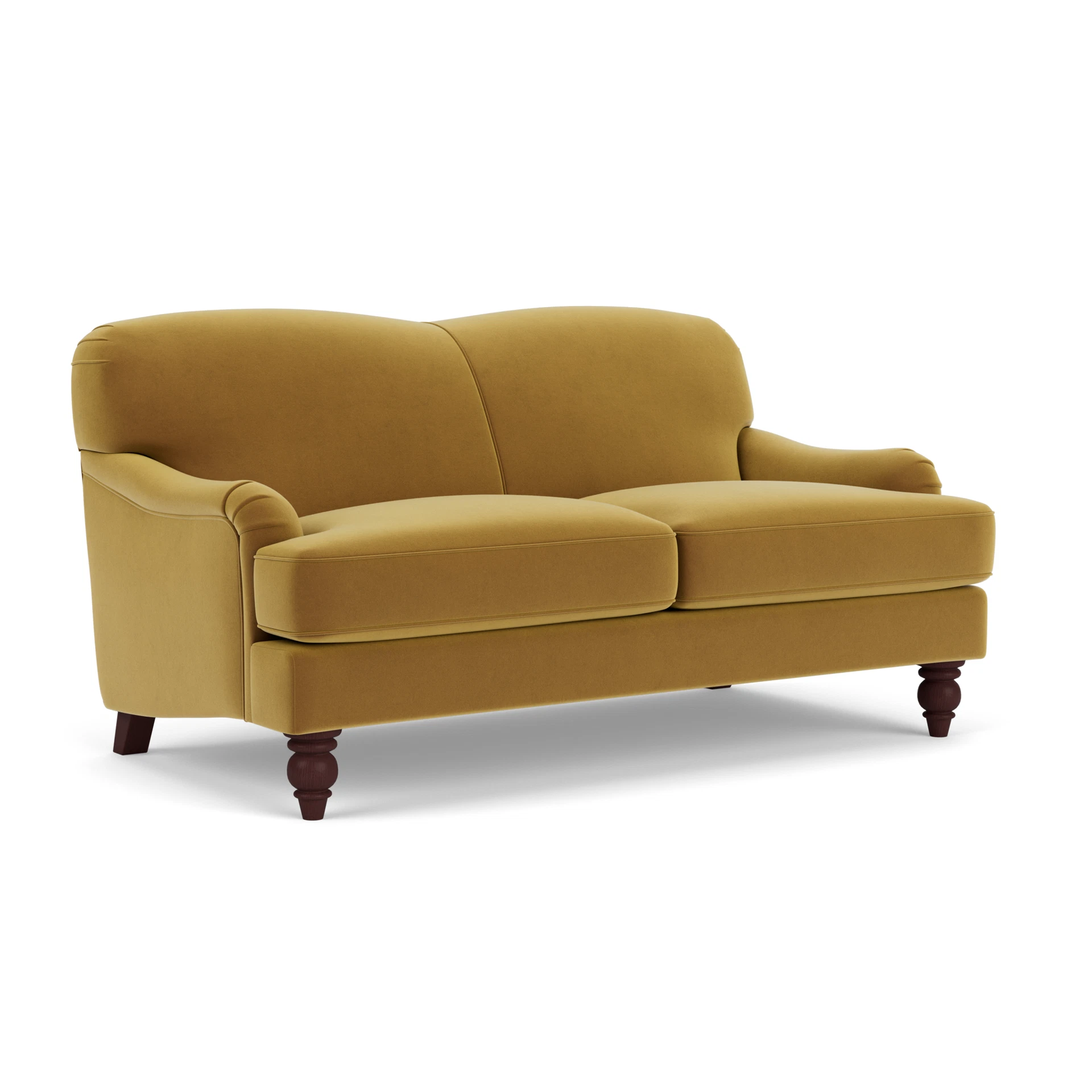 Ashbee Large 2 Seater Sofa in Matt Velvet - Mustard with Light legs