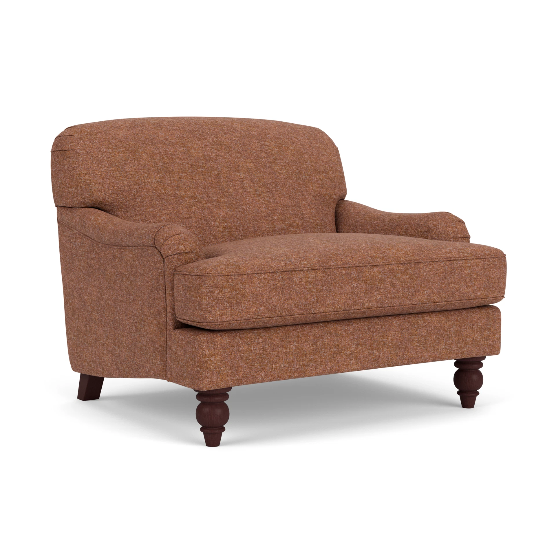 Ashbee Love Seat in Aquaclean Oxford - Brick Marl with Light legs