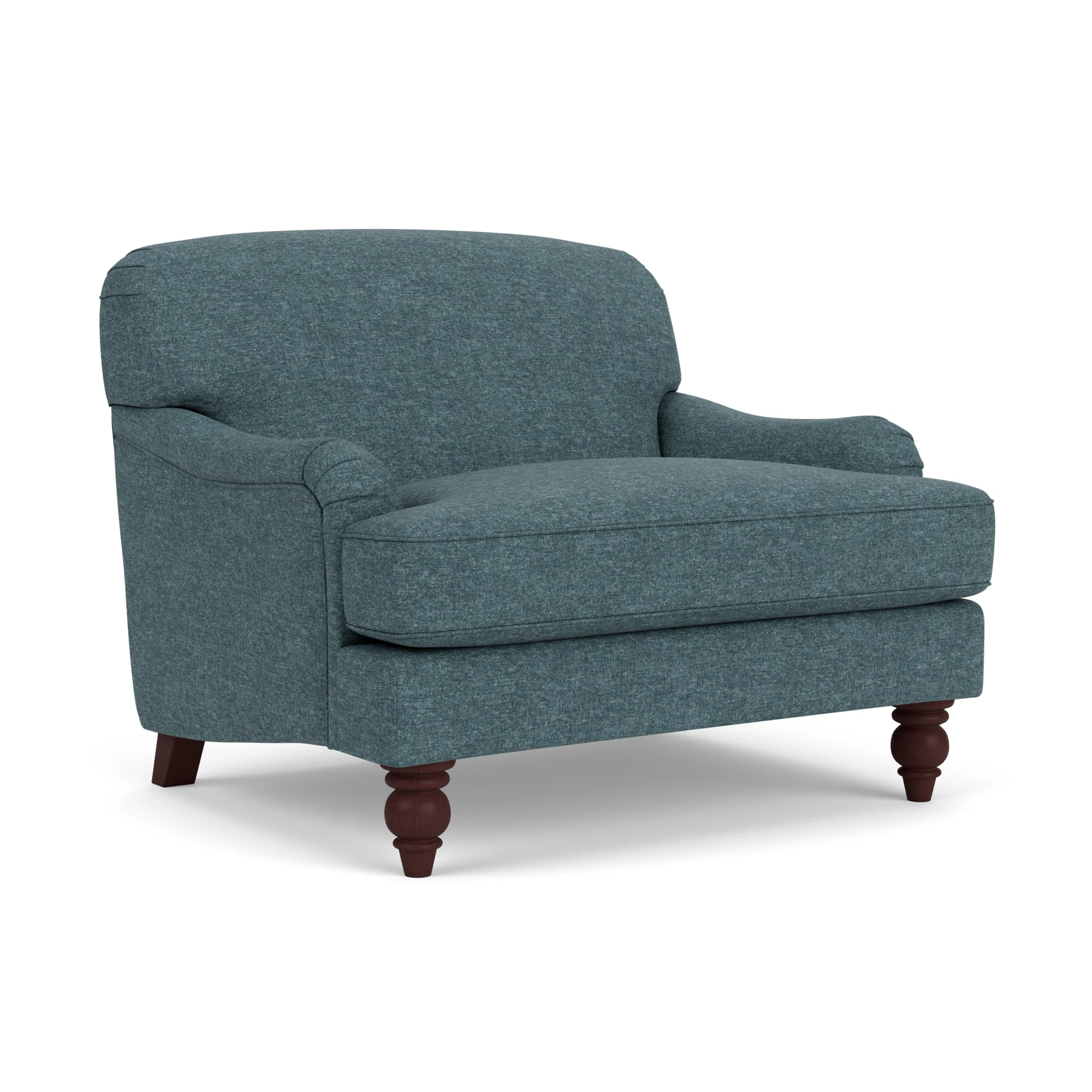 Ashbee Love Seat in Aquaclean Oxford - Lake Marl with Light legs