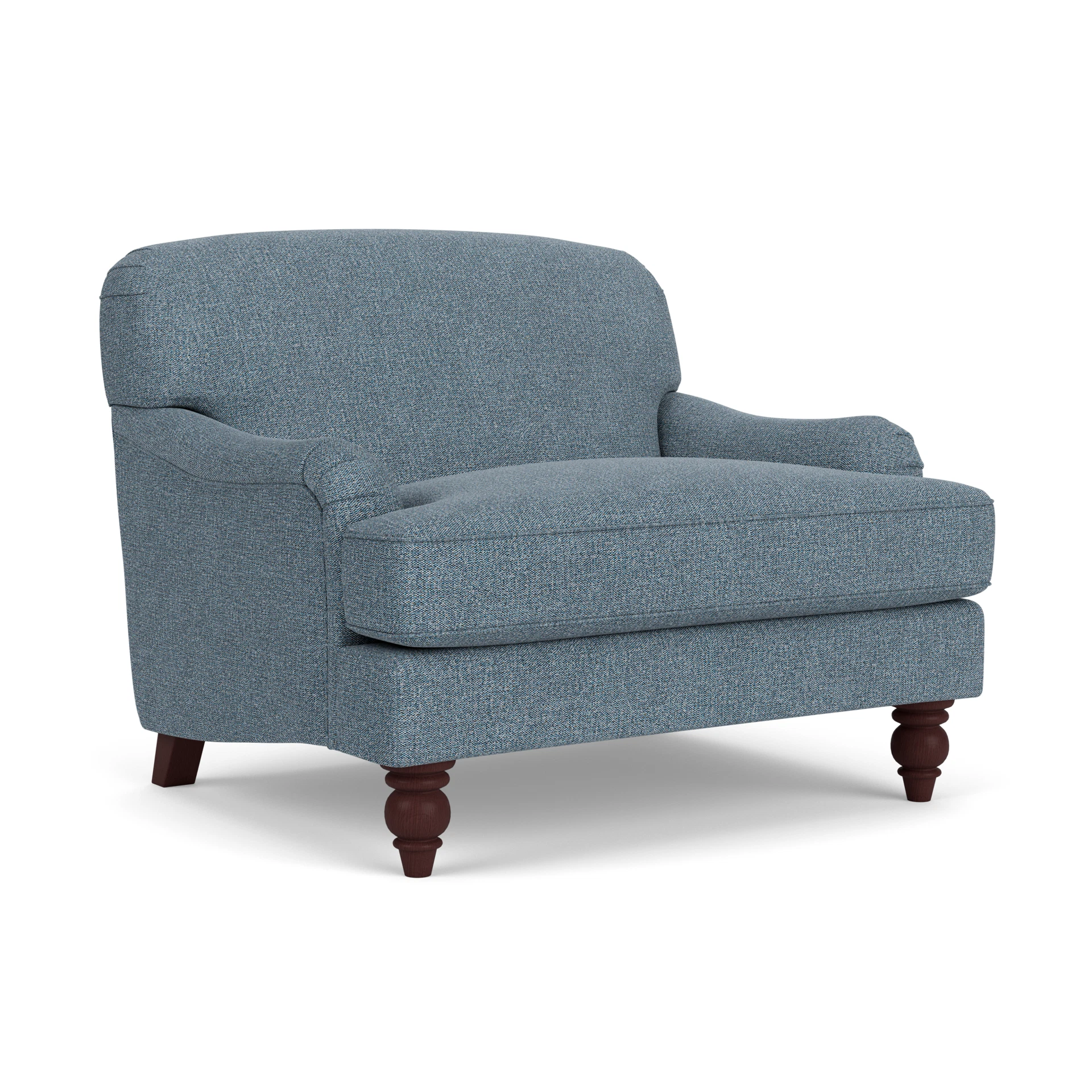 Ashbee Love Seat in Aquaclean Oxford - Mid Blue with Light legs