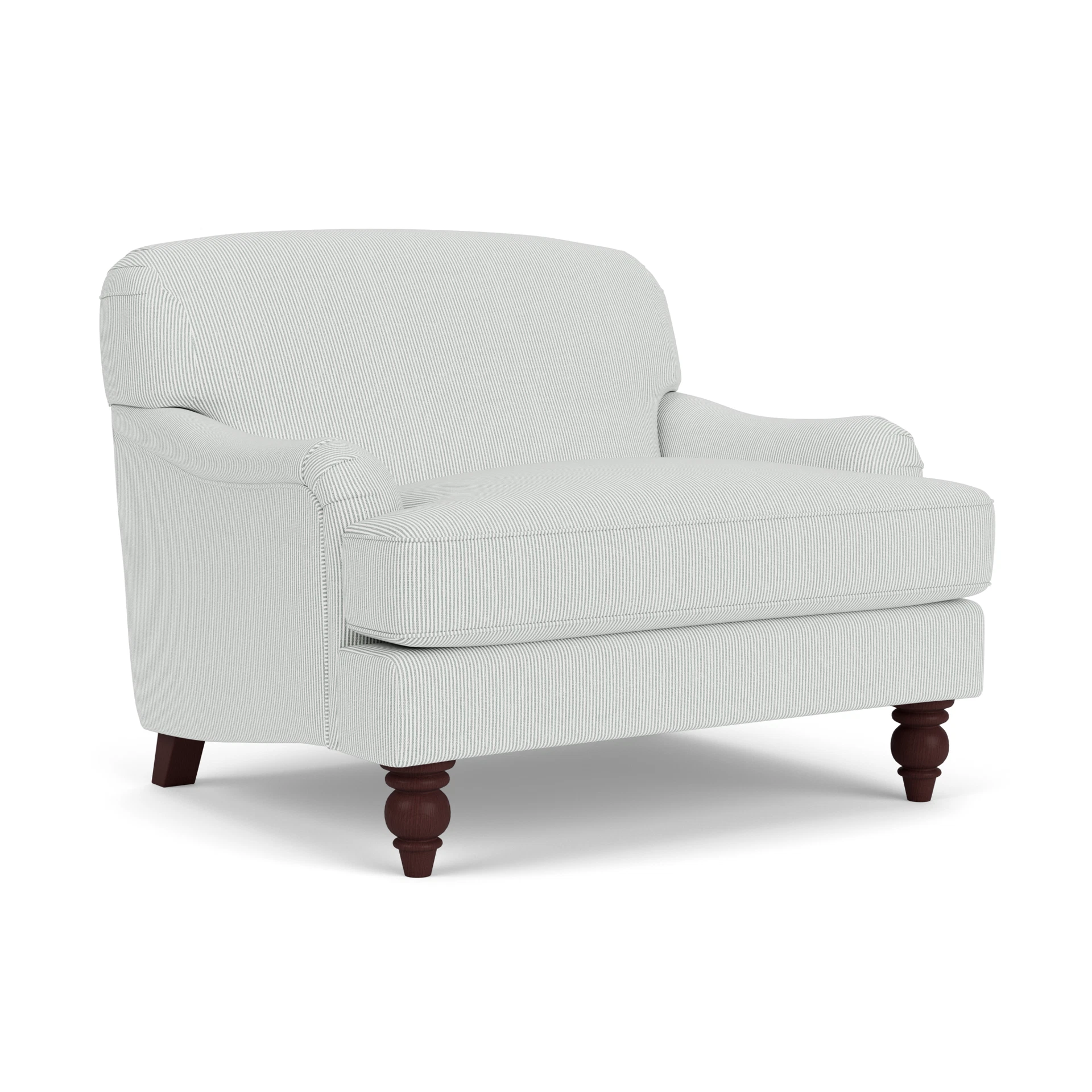 Ashbee Love Seat in Broadway Stripe - Duck Egg with Light legs
