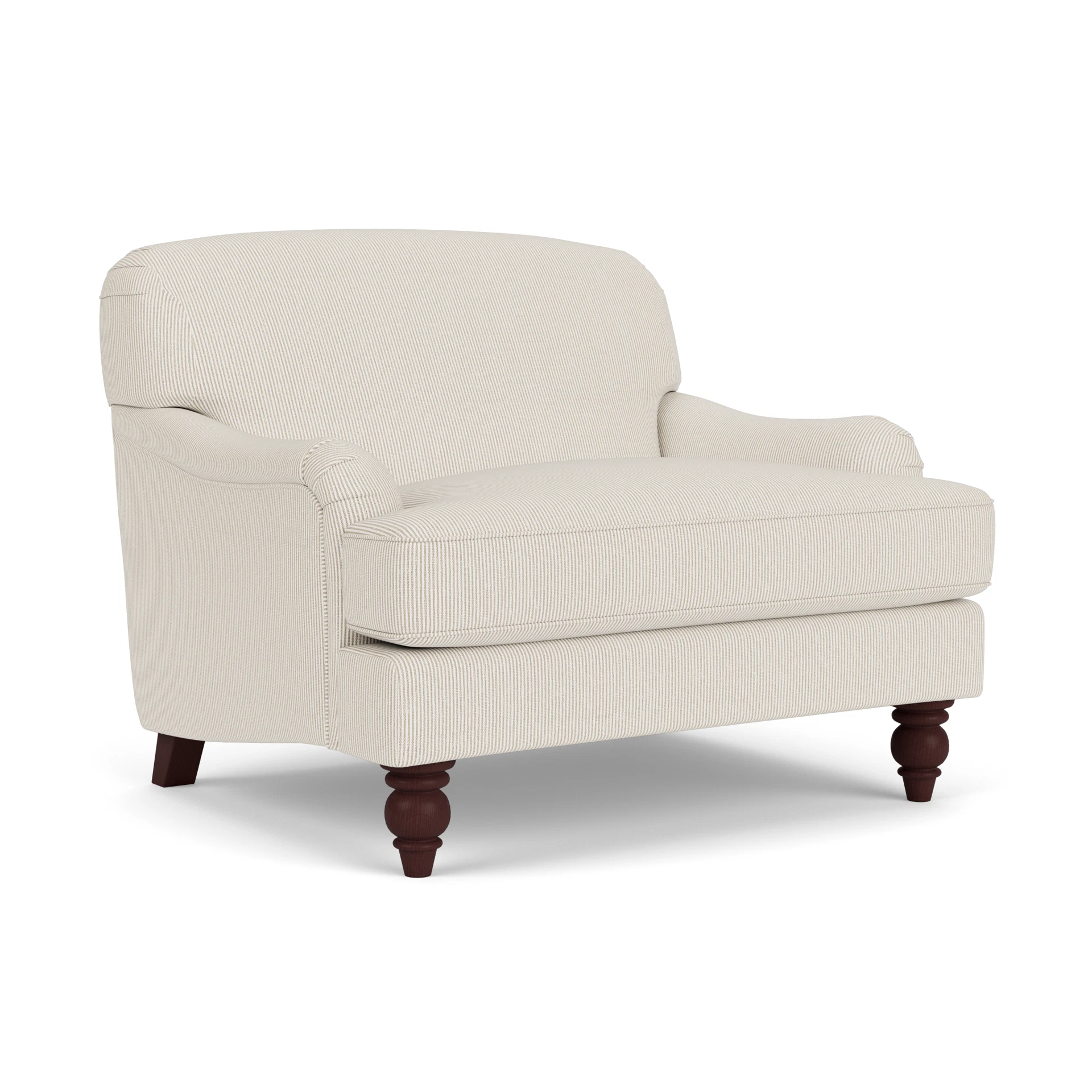 Ashbee Love Seat in Broadway Stripe - Natural with Light legs