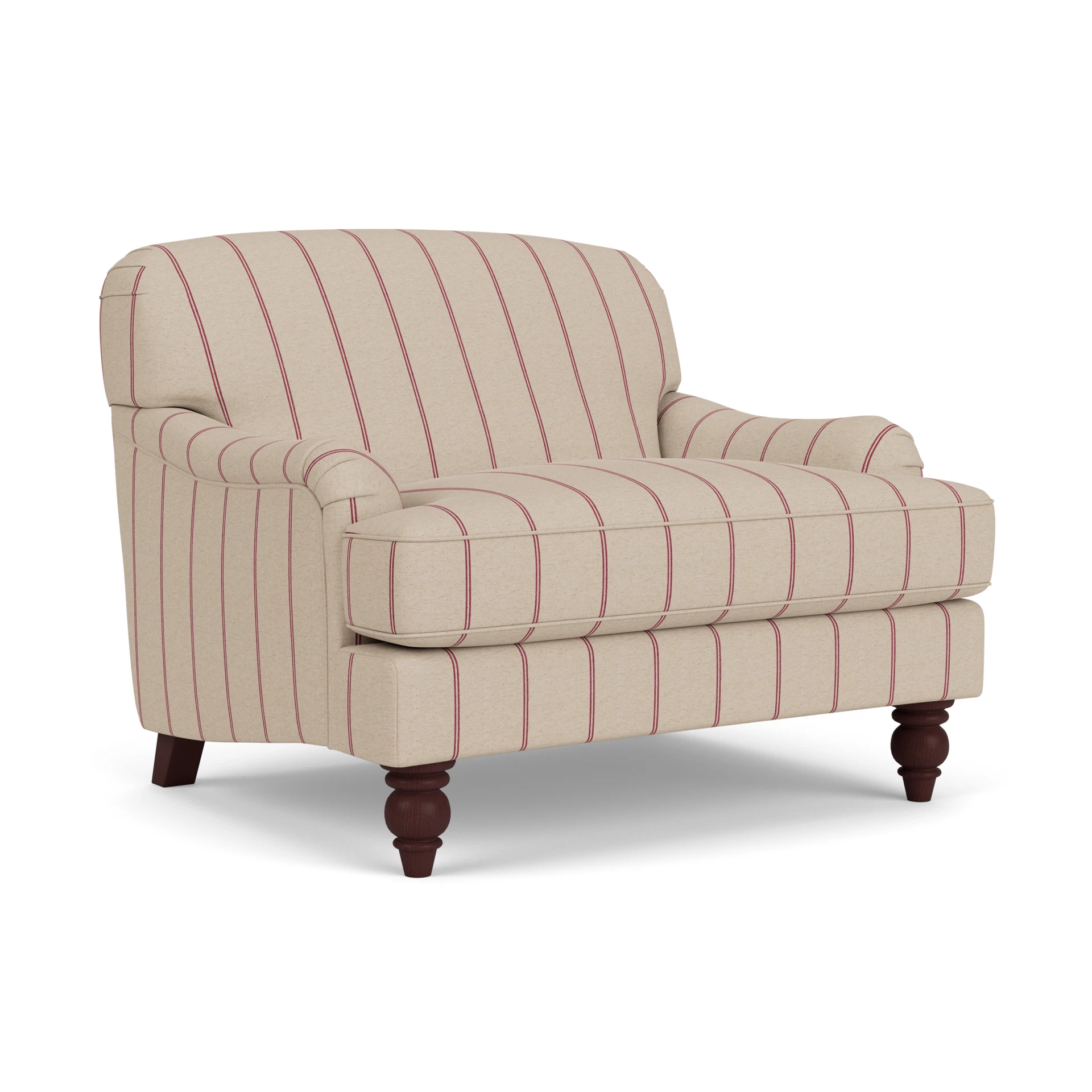Ashbee Love Seat in Compton Stripe - Raspberry with Light legs