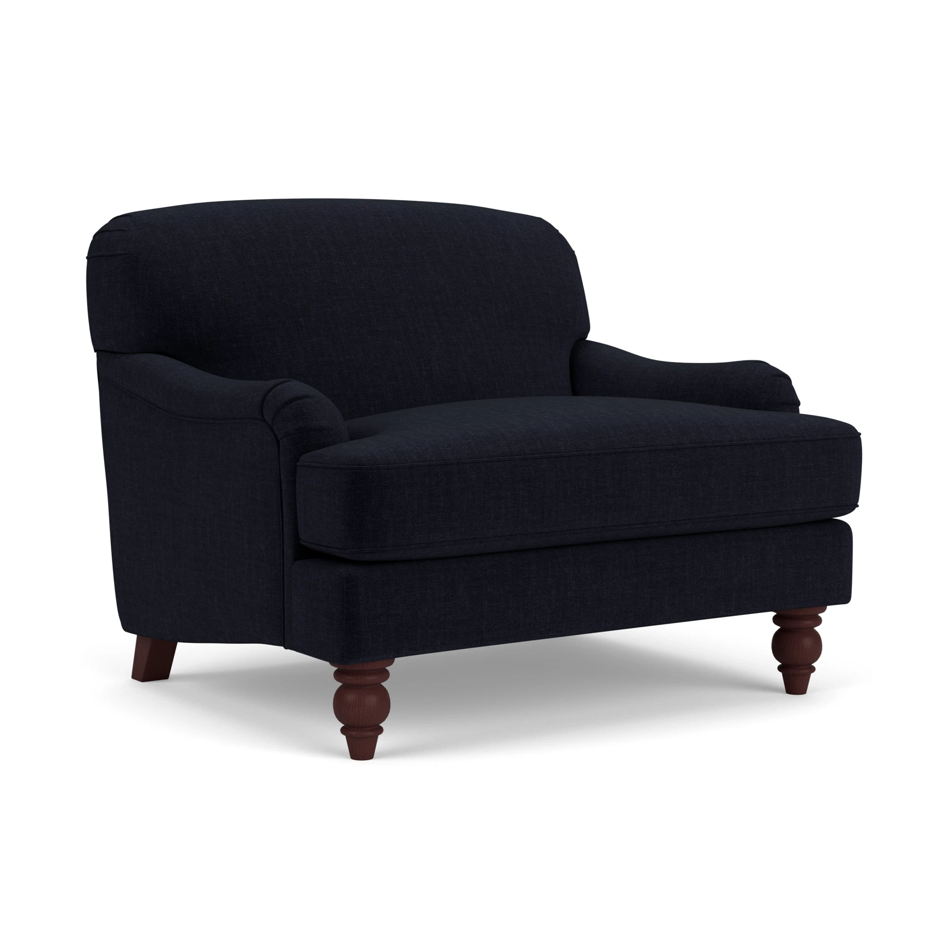 Ashbee Love Seat in Eco Chenille - Ink with Light legs