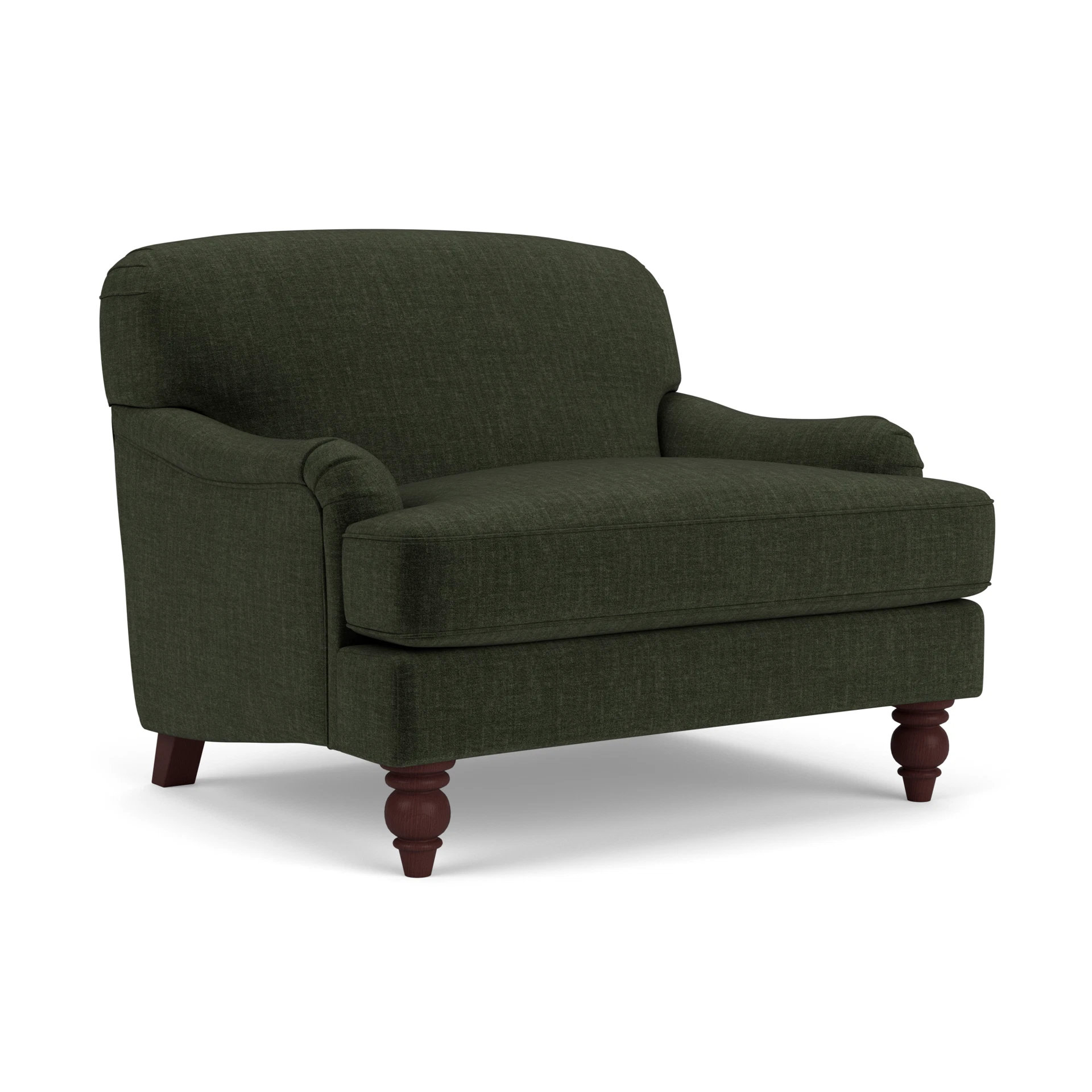 Ashbee Love Seat in Eco Chenille - Moss with Light legs