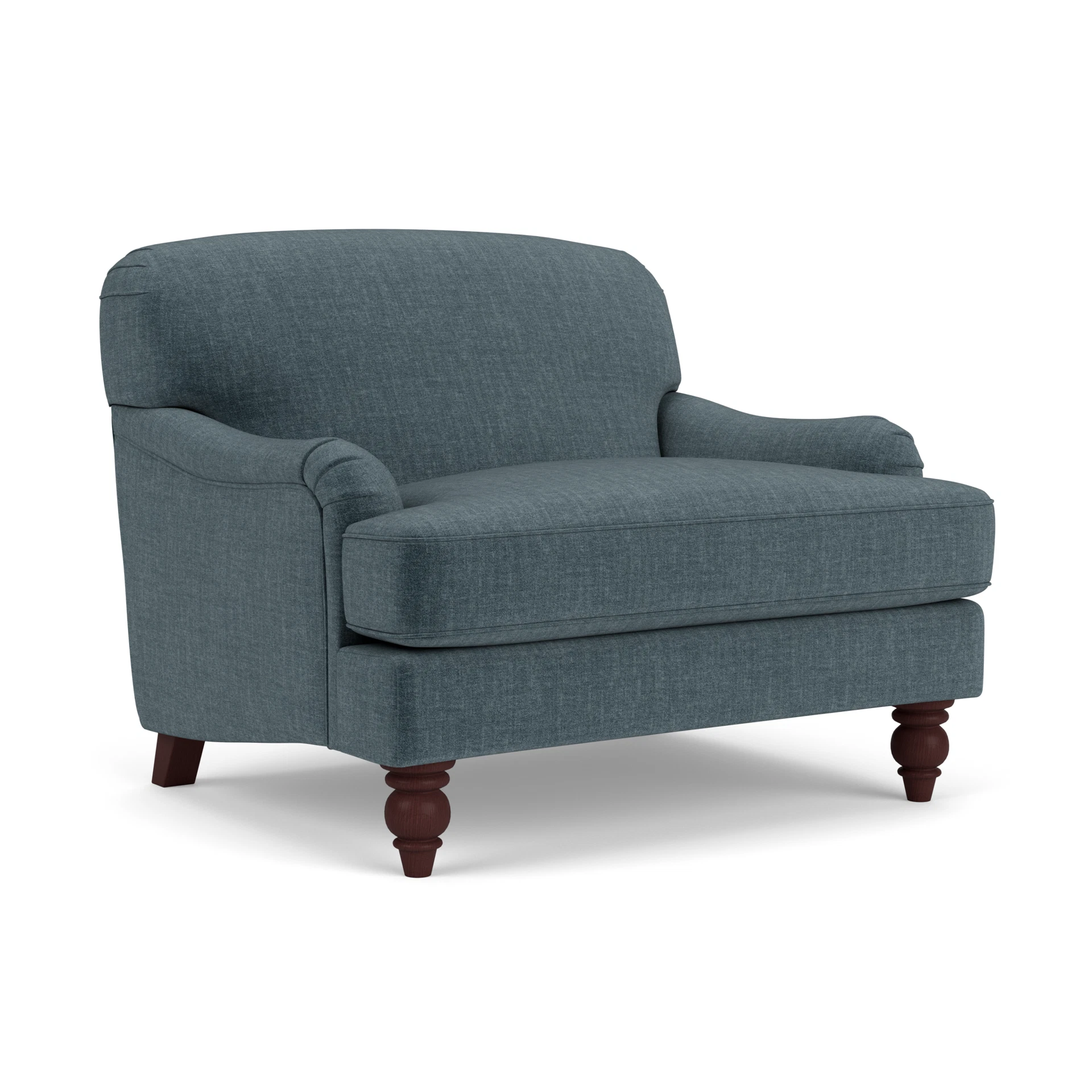 Ashbee Love Seat in Eco Chenille - Teal with Light legs