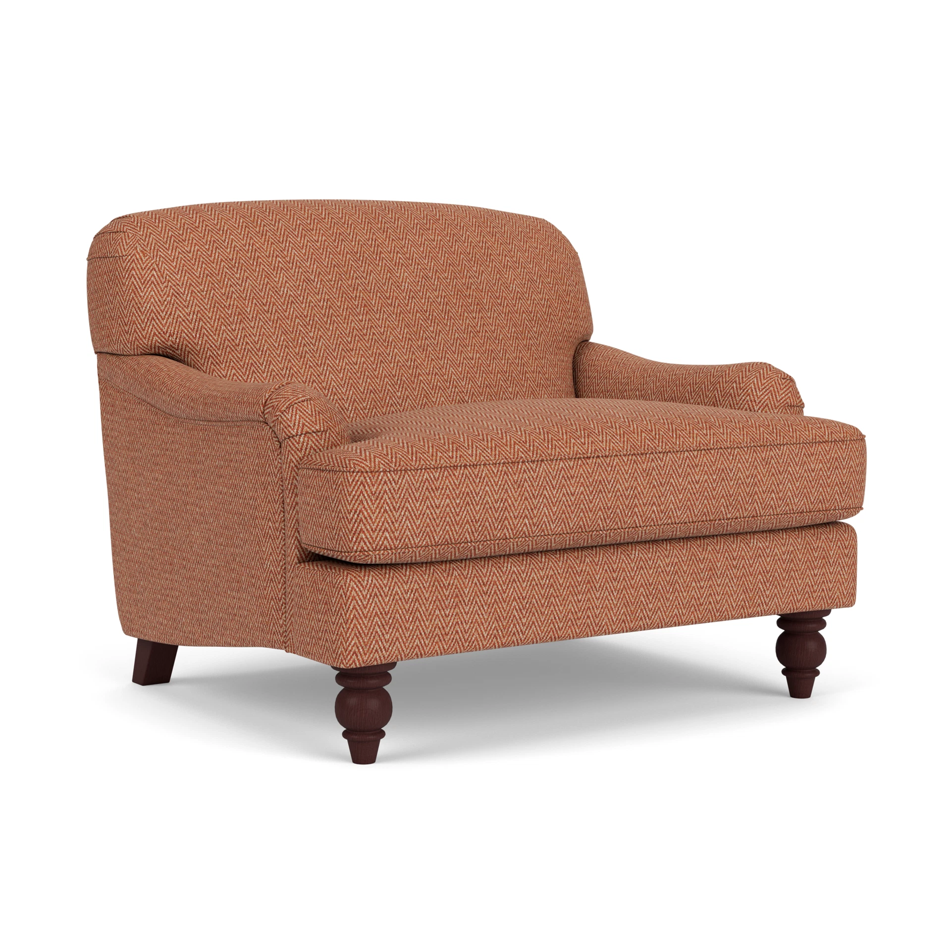 Ashbee Love Seat in Herringbone Weave - Brick with Light legs