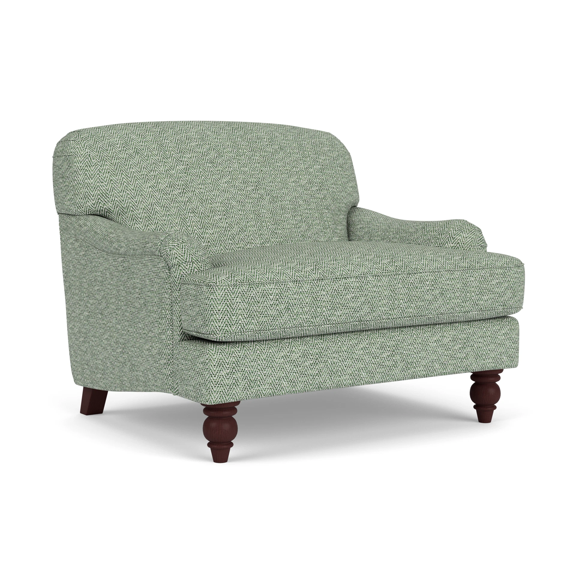 Ashbee Love Seat in Herringbone Weave - Lake with Light legs