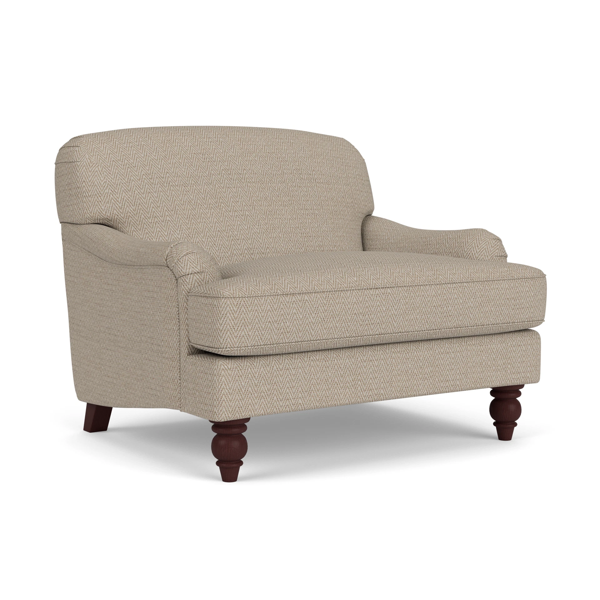 Ashbee Love Seat in Herringbone Weave - Natural with Light legs