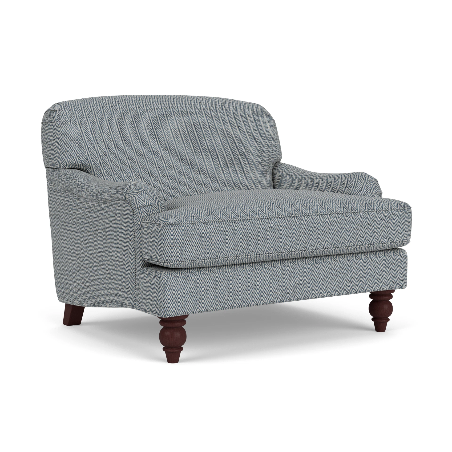 Ashbee Love Seat in Herringbone Weave - Navy with Light legs
