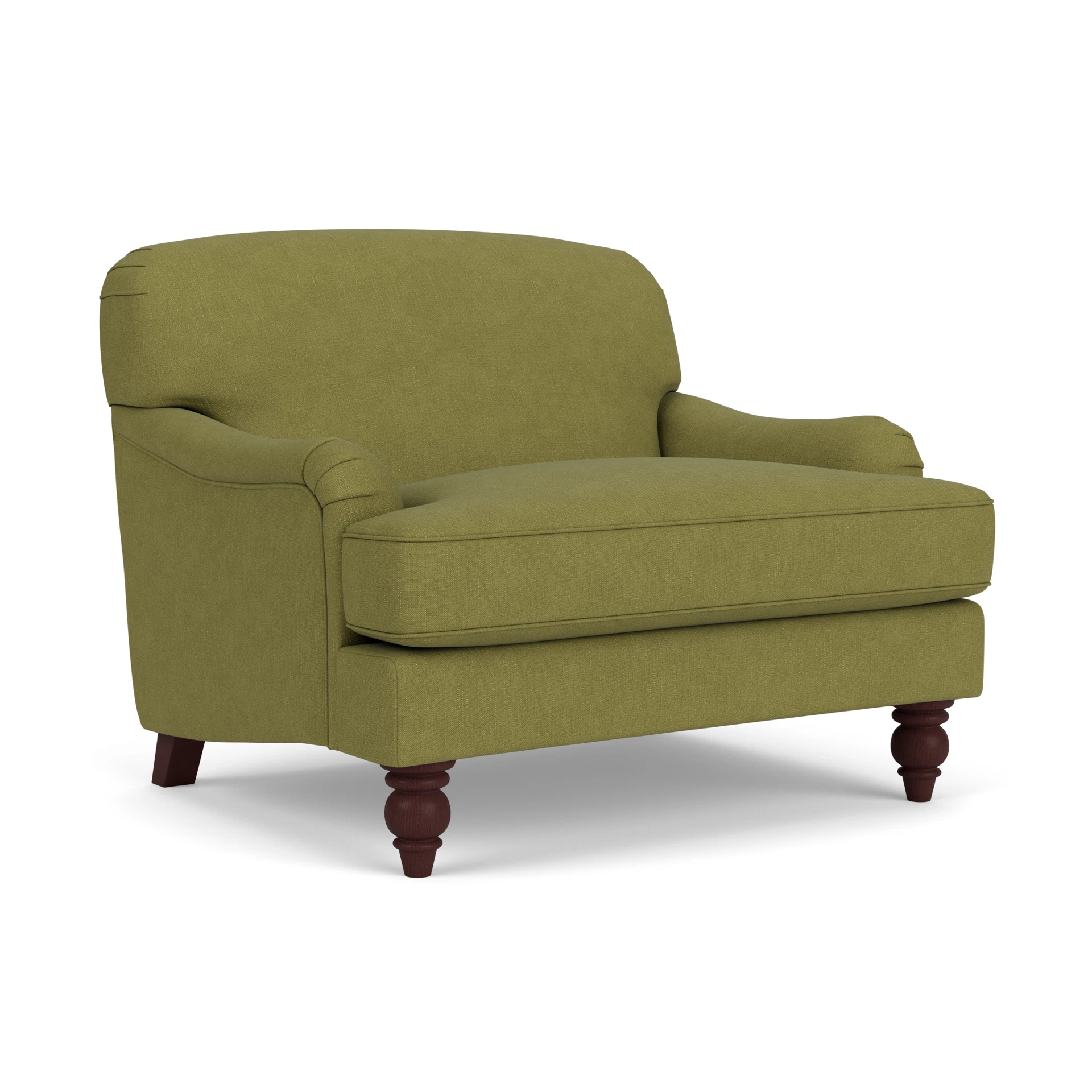 Ashbee Love Seat in House Linen Mix - Apple with Light legs