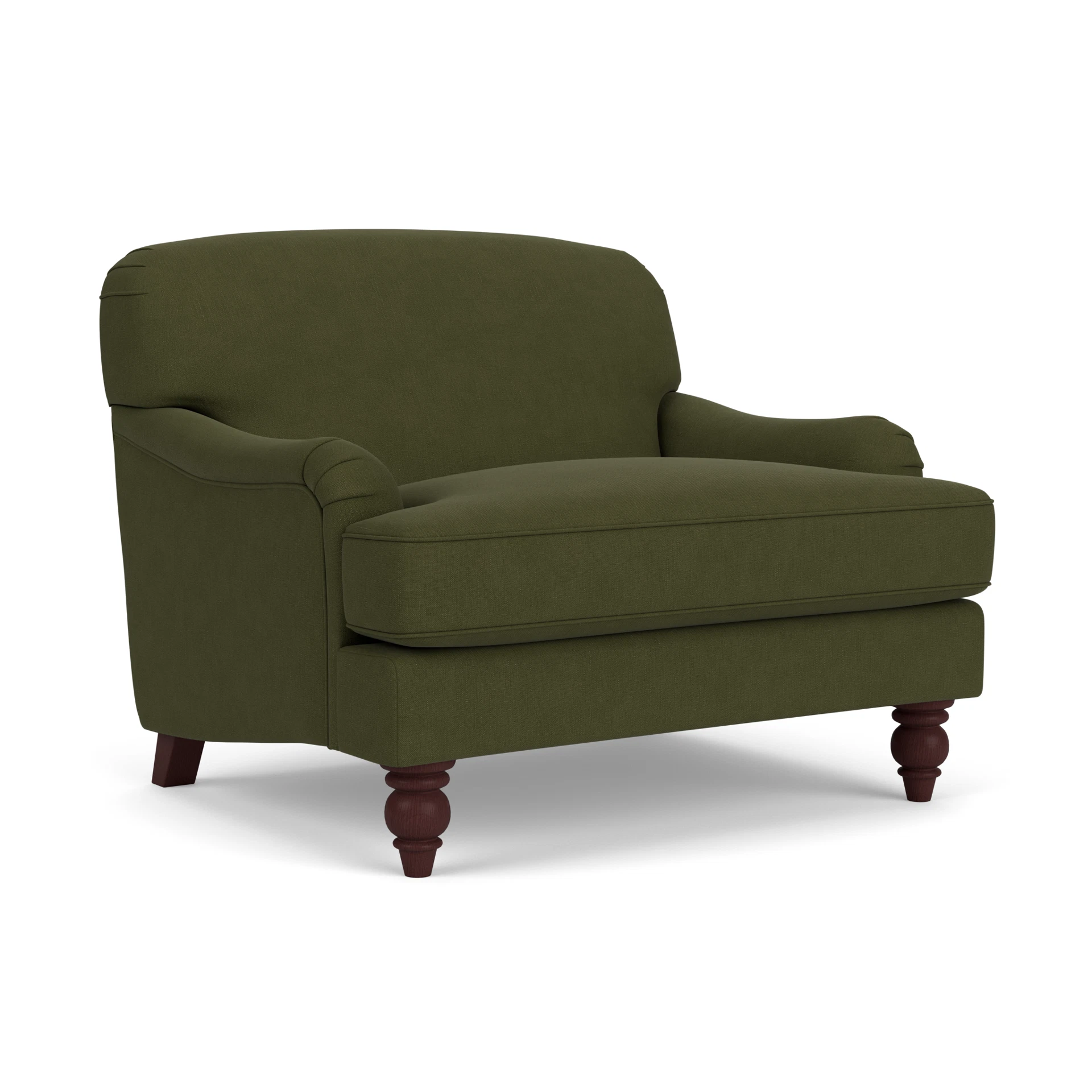 Ashbee Love Seat in House Linen Mix - Forest Green with Light legs
