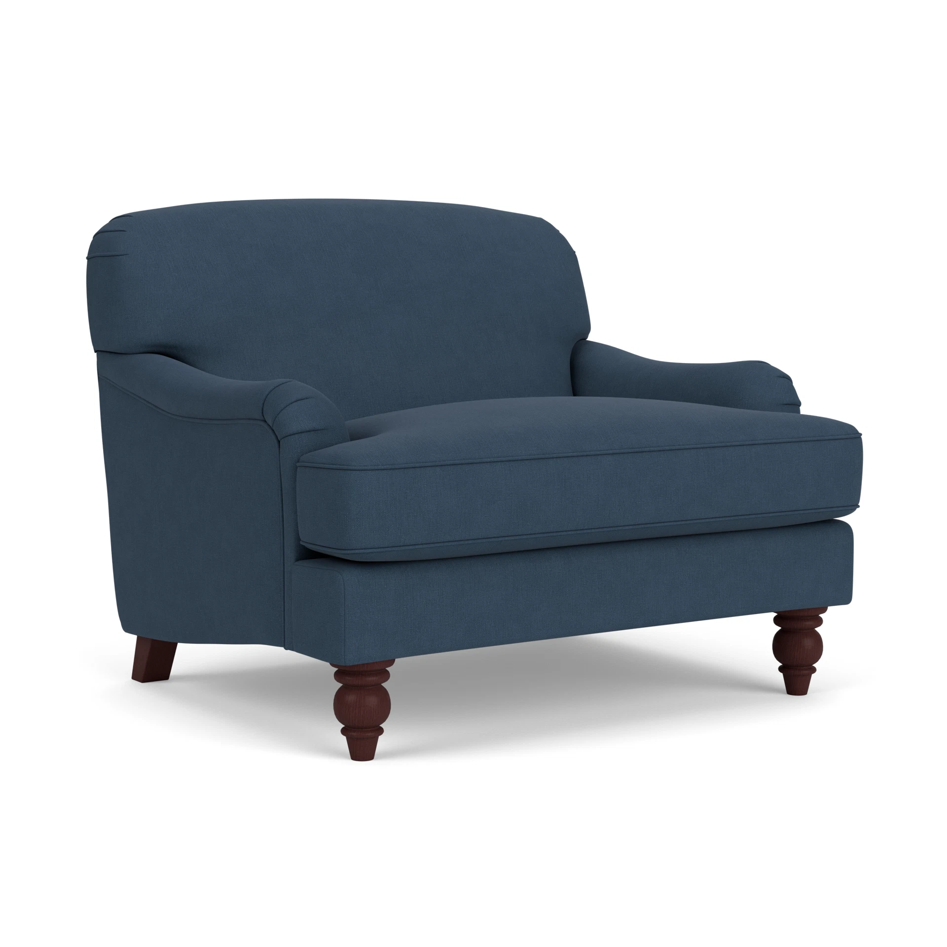 Ashbee Love Seat in House Linen Mix - Indigo with Light legs