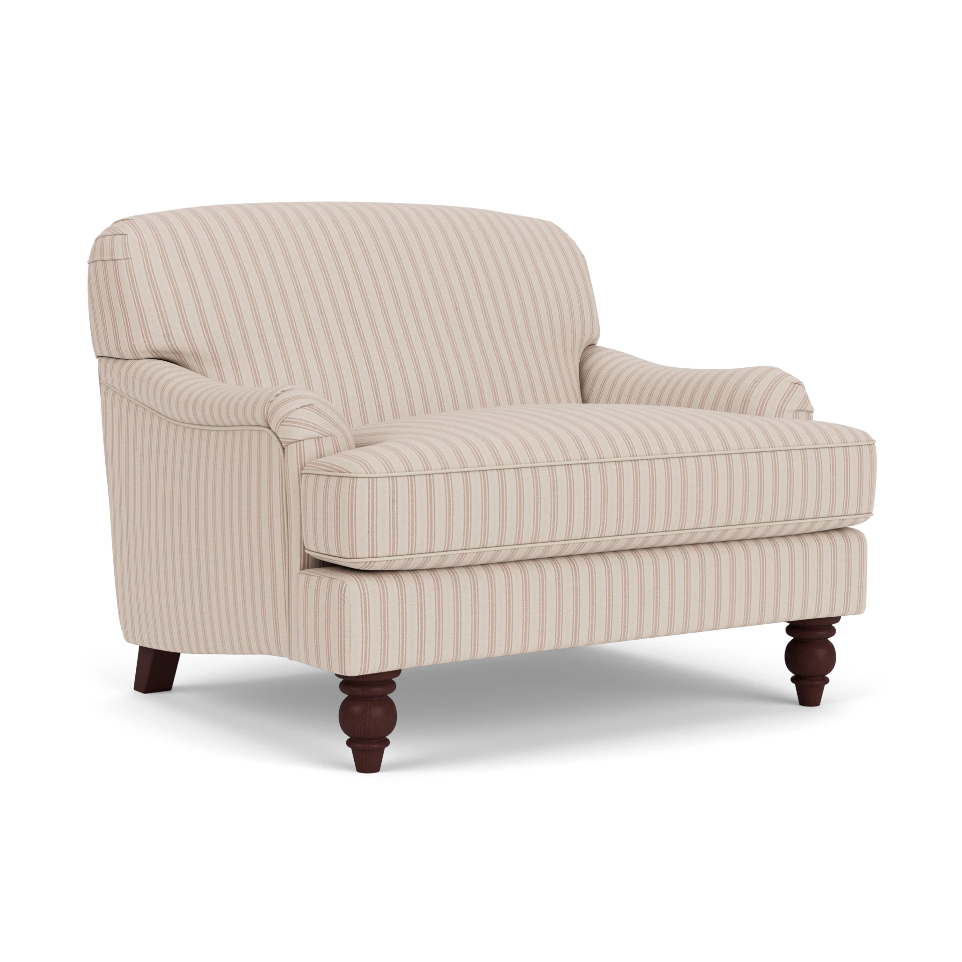 Ashbee Love Seat in Kingham Stripe - Flax with Light legs