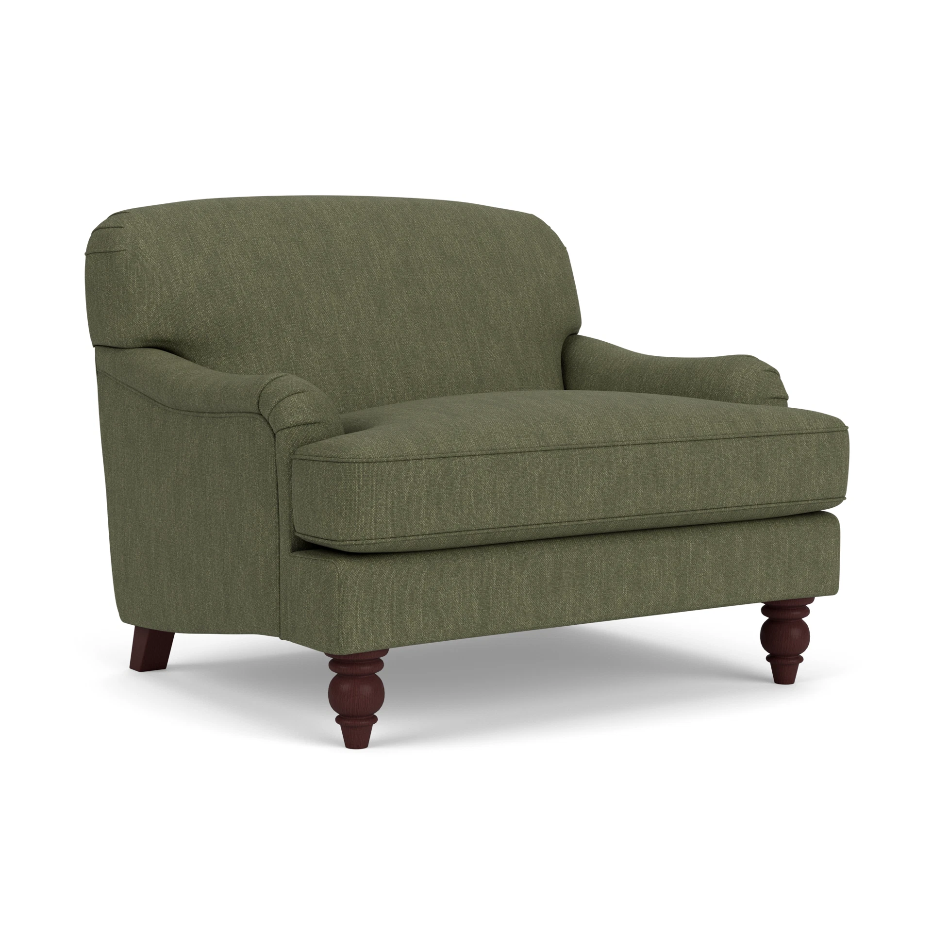 Ashbee Love Seat in Luxury Italian Linen - Fern with Light legs