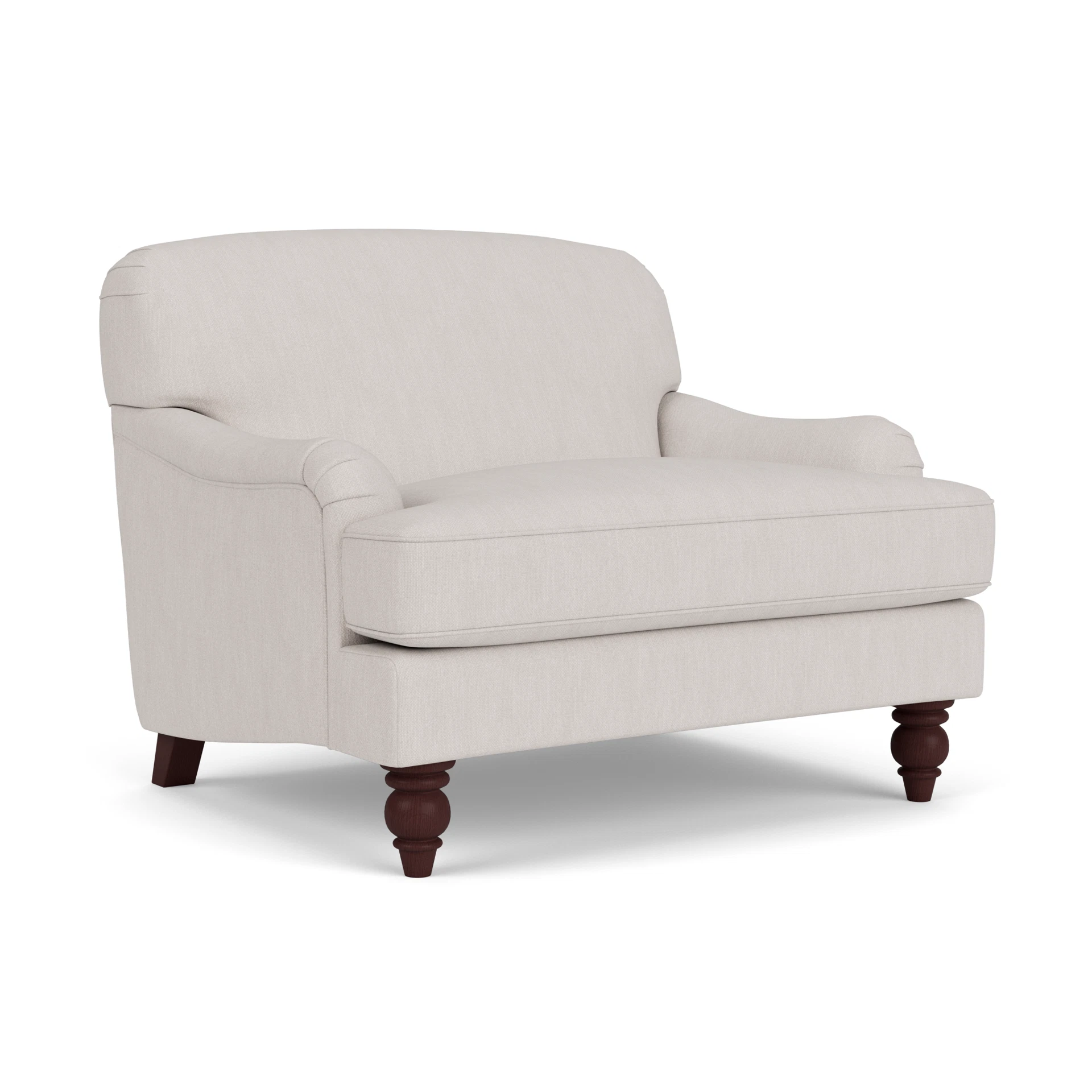Ashbee Love Seat in Luxury Italian Linen - Soft White with Light legs