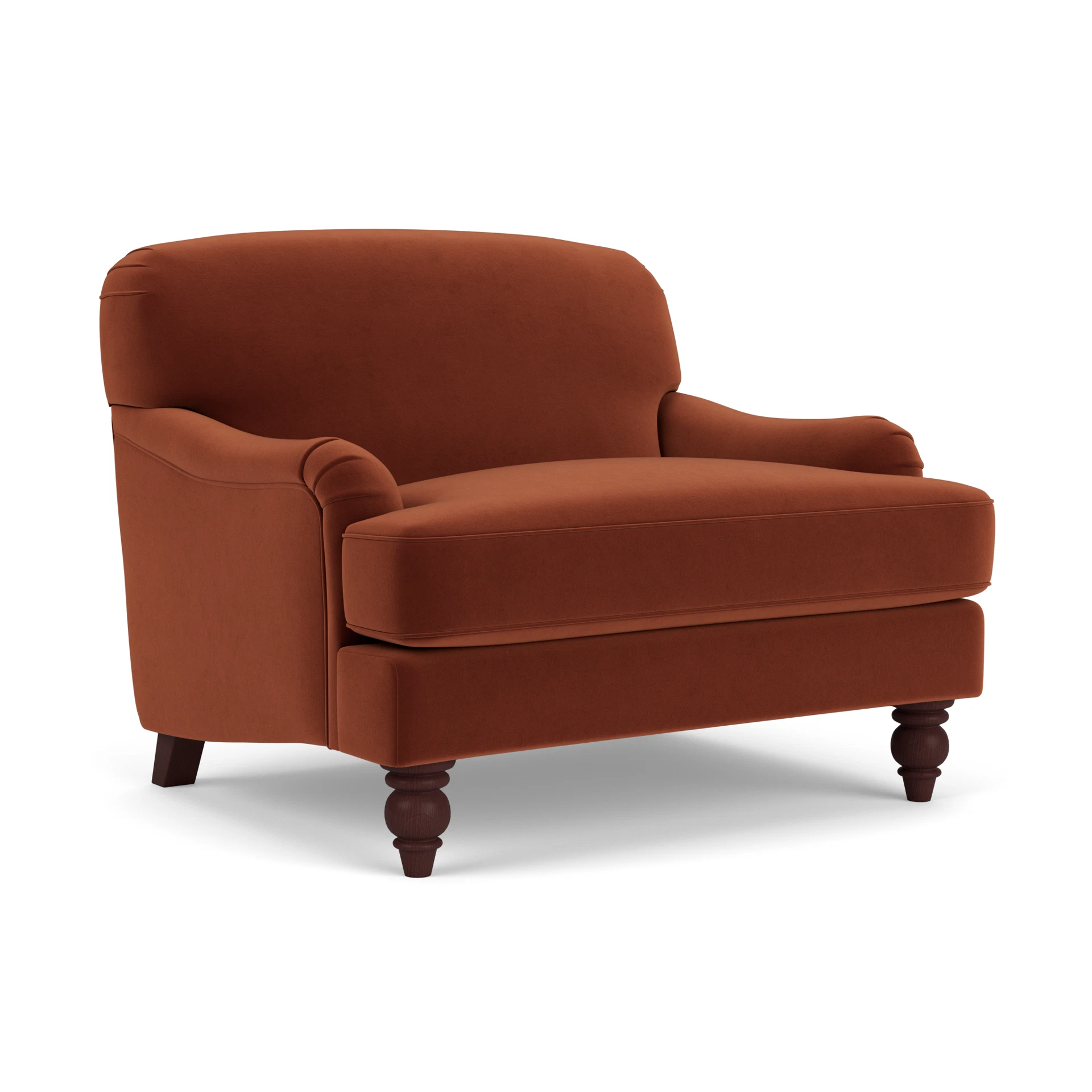 Ashbee Love Seat in Matt Velvet - Brick with Light legs