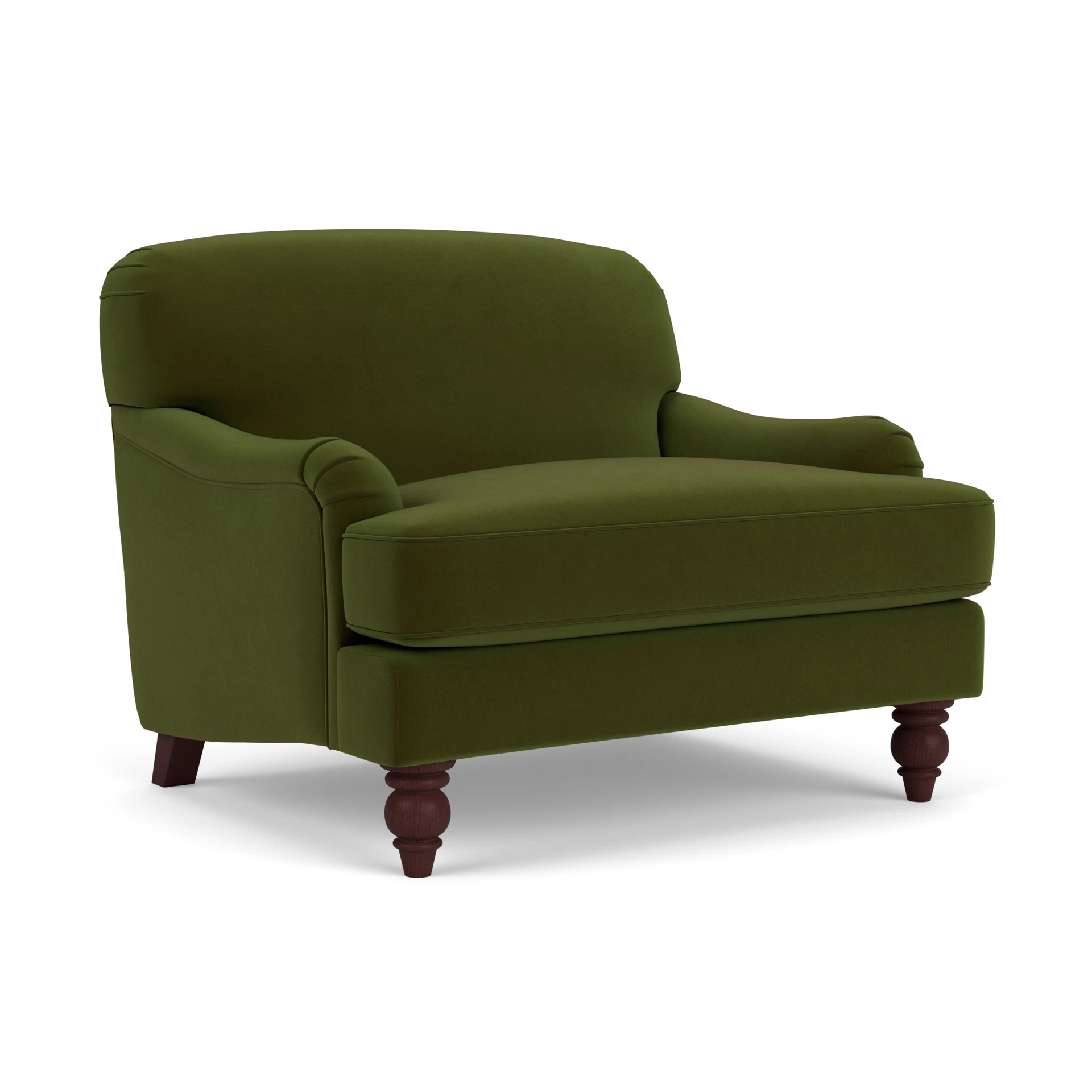 Ashbee Love Seat in Matt Velvet - Forest Green with Light legs