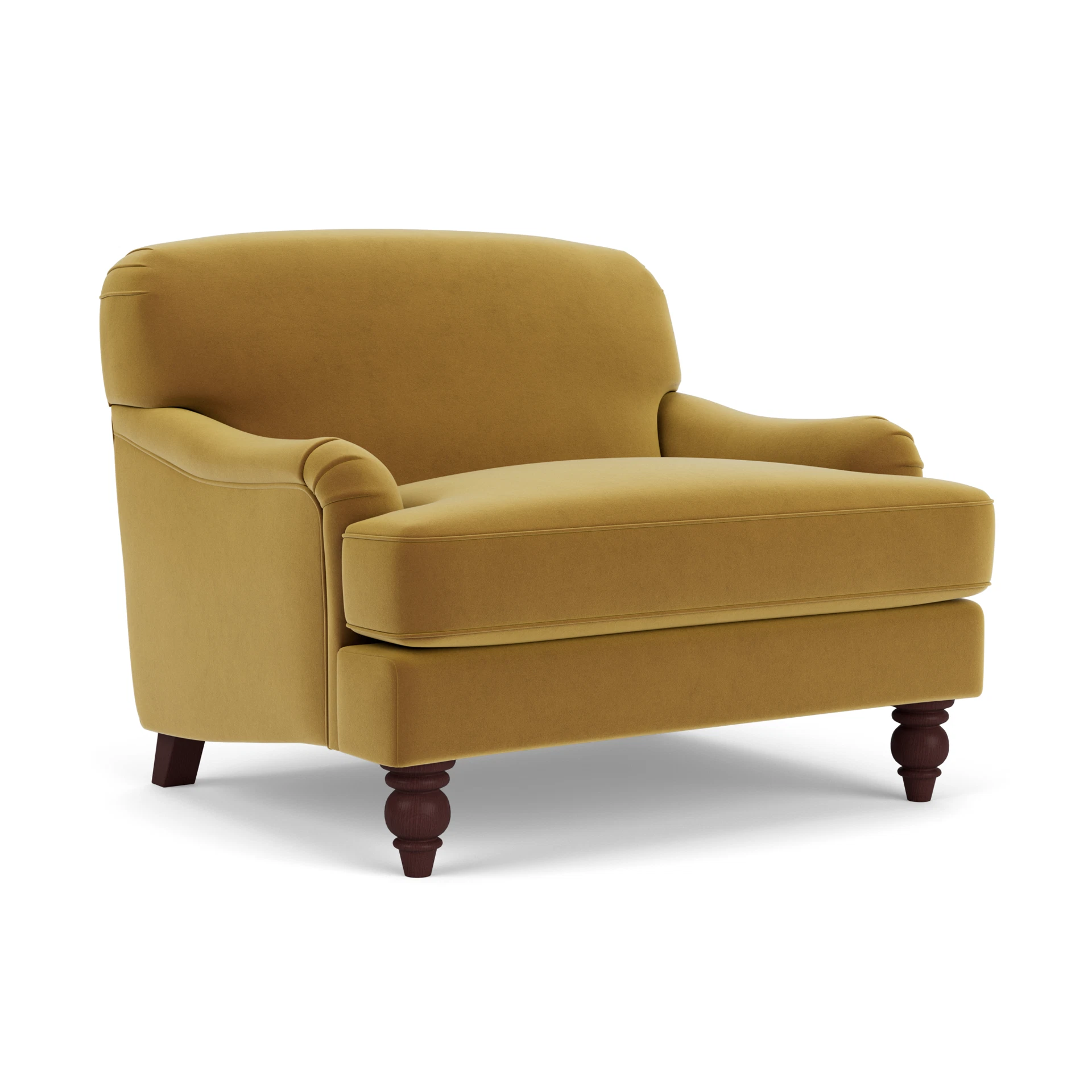 Ashbee Love Seat in Matt Velvet - Mustard with Light legs