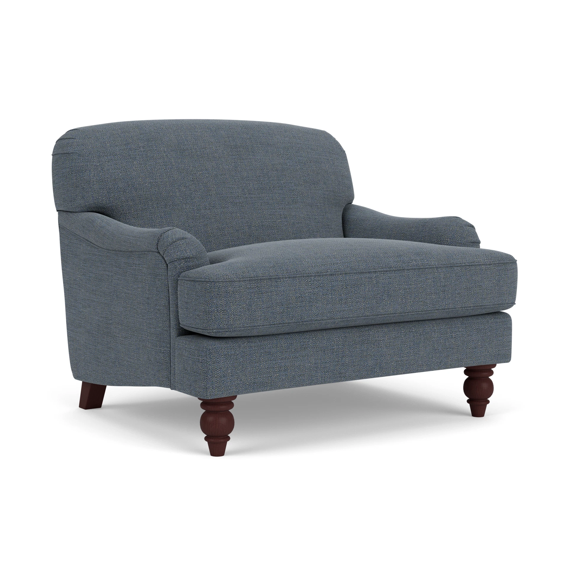 Ashbee Love Seat in Rustic Weave - Indigo with Light legs