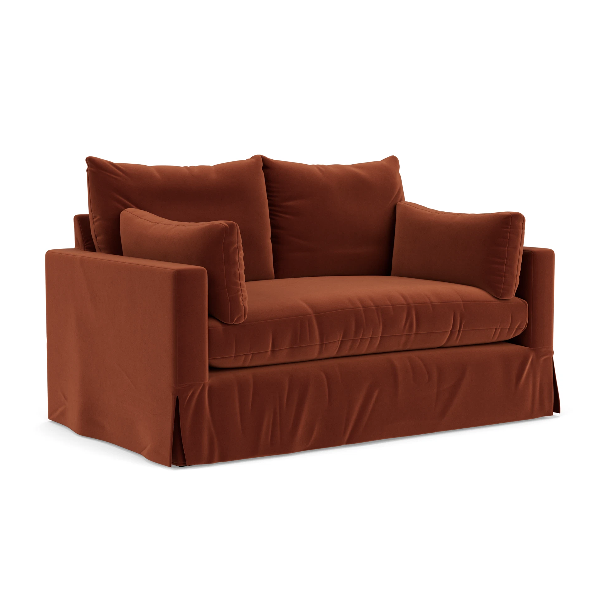 Ashton 2 Seater Sofa in Matt Velvet - Brick with undefined legs