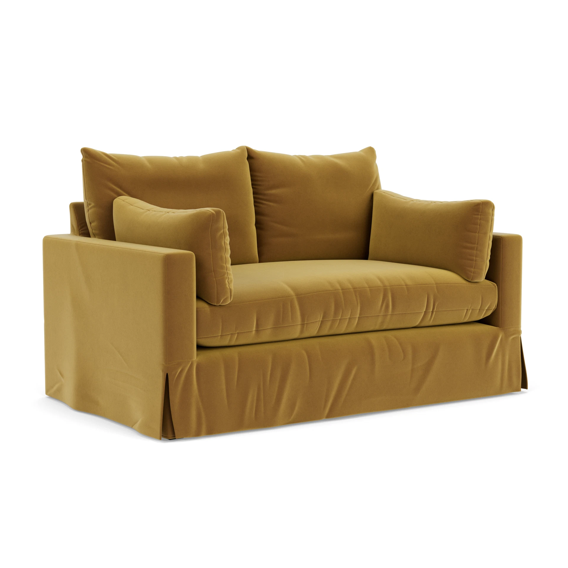 Ashton 2 Seater Sofa in Matt Velvet - Mustard with undefined legs