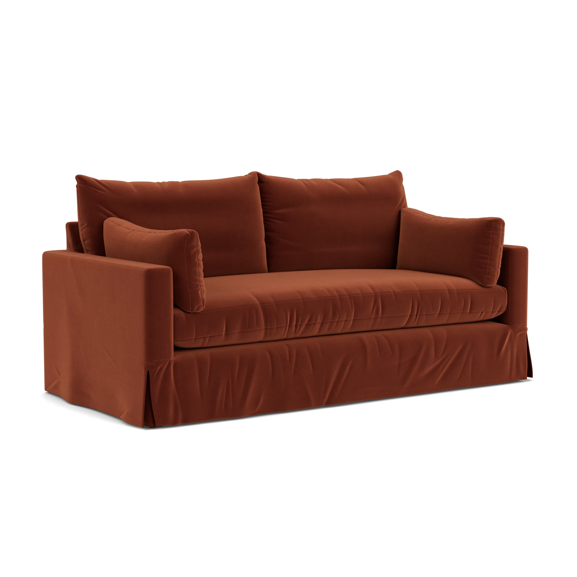 Ashton 3 Seater Sofa in Matt Velvet - Brick with undefined legs