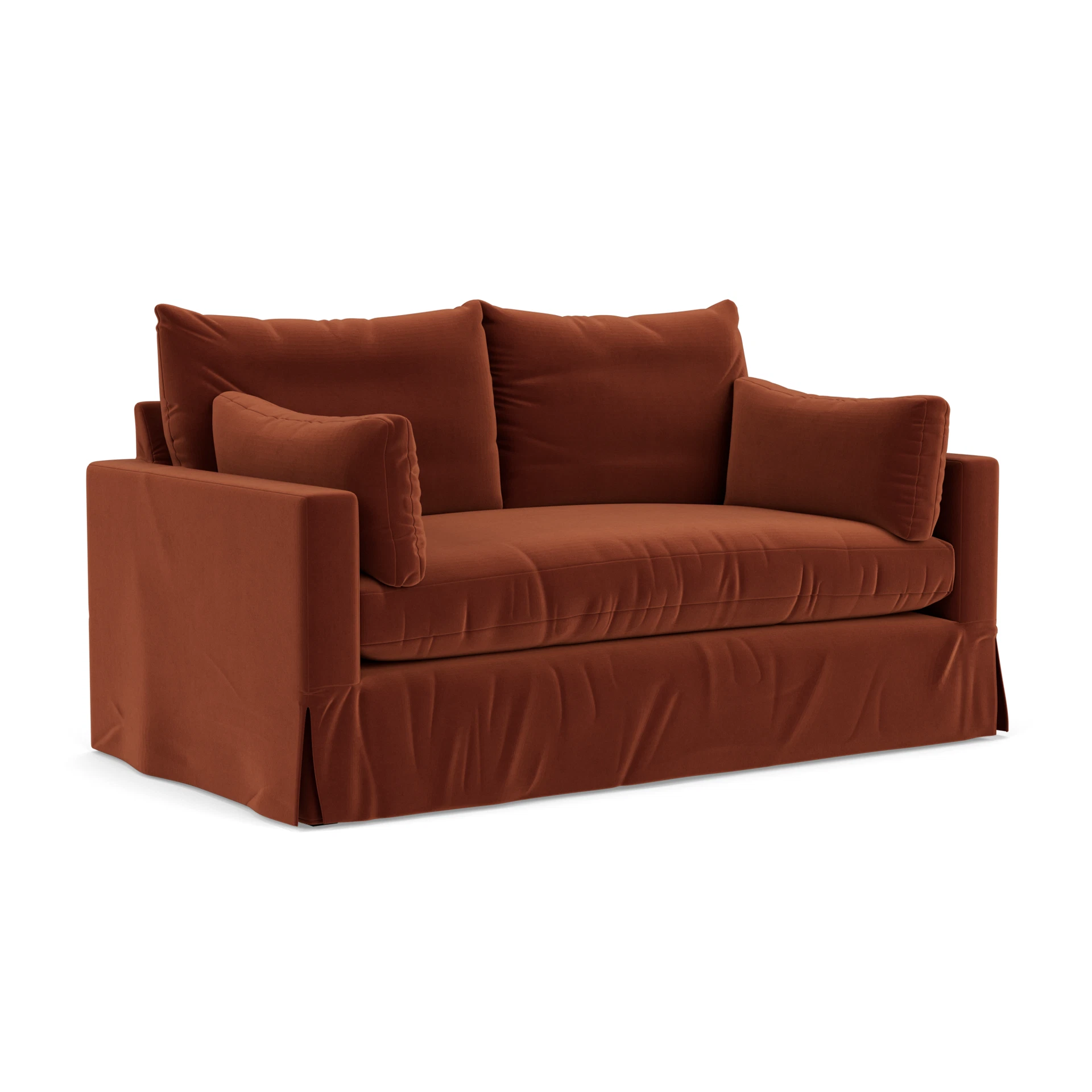 Ashton Large 2 Seater Sofa in Matt Velvet - Brick with undefined legs