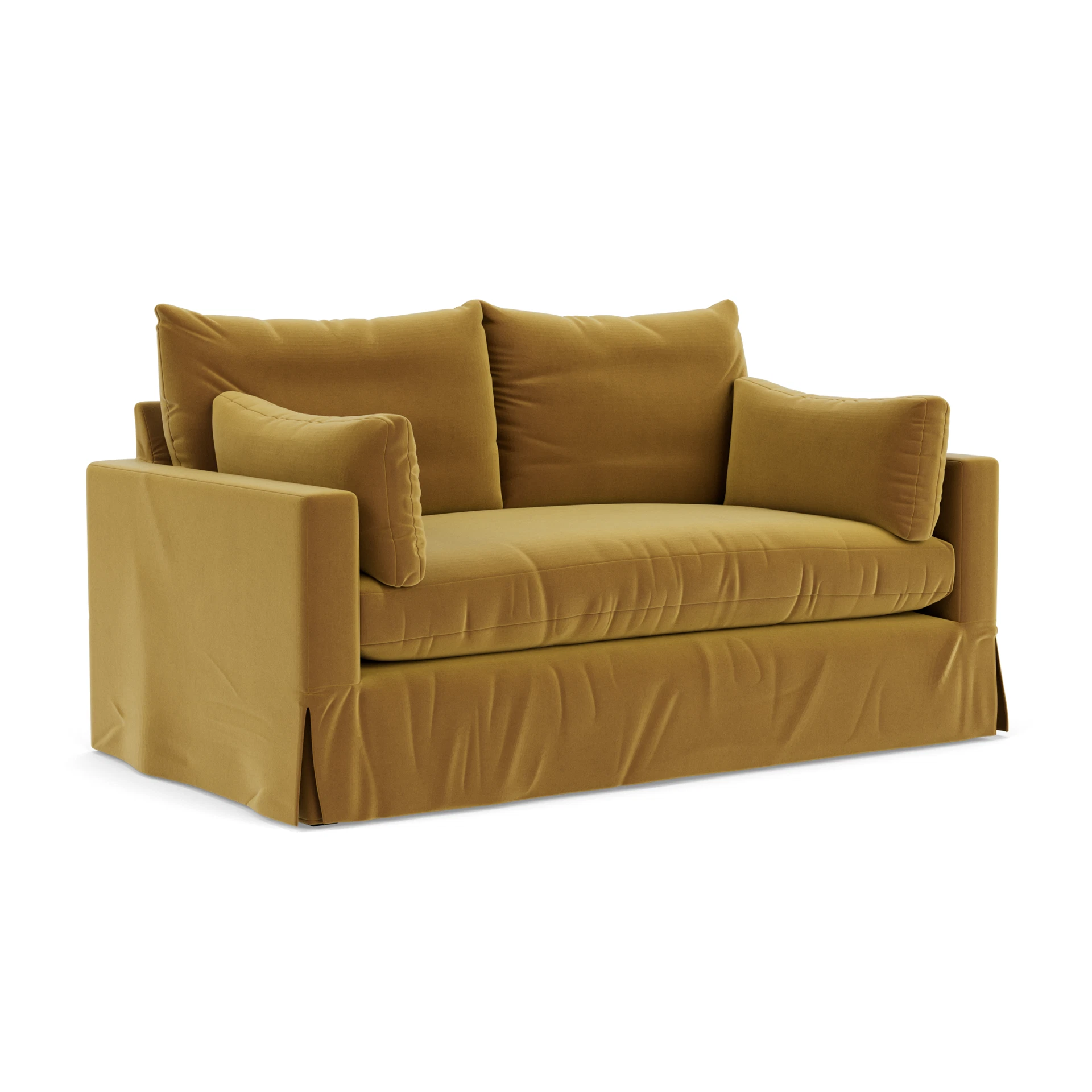Ashton Large 2 Seater Sofa in Matt Velvet - Mustard with undefined legs