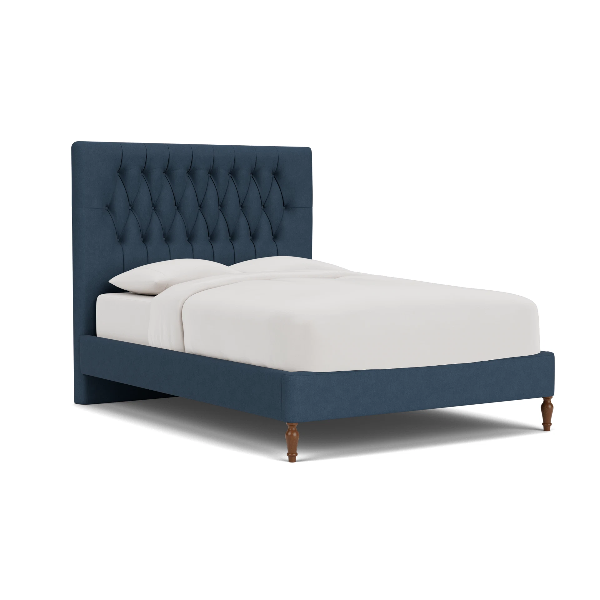 Calvert Double Classic Bedstead in House Linen Mix - Indigo