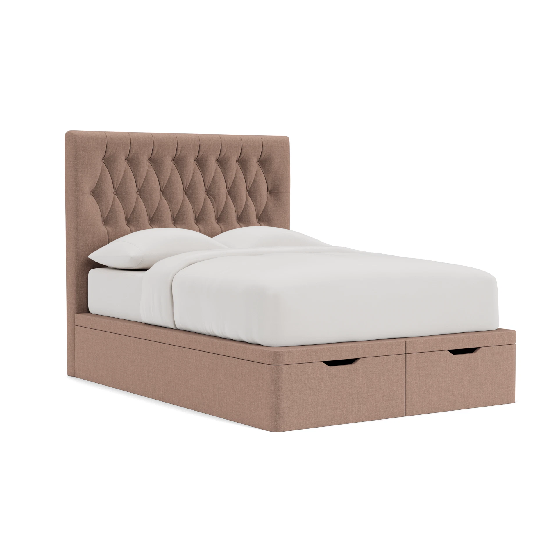 Calvert Double Ottoman Storage in Eco Chenille - Dusky Rose