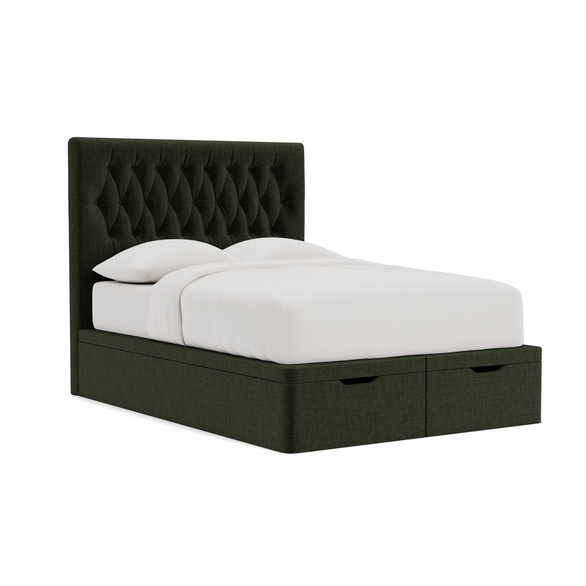 Calvert Double Ottoman Storage in Eco Chenille - Moss