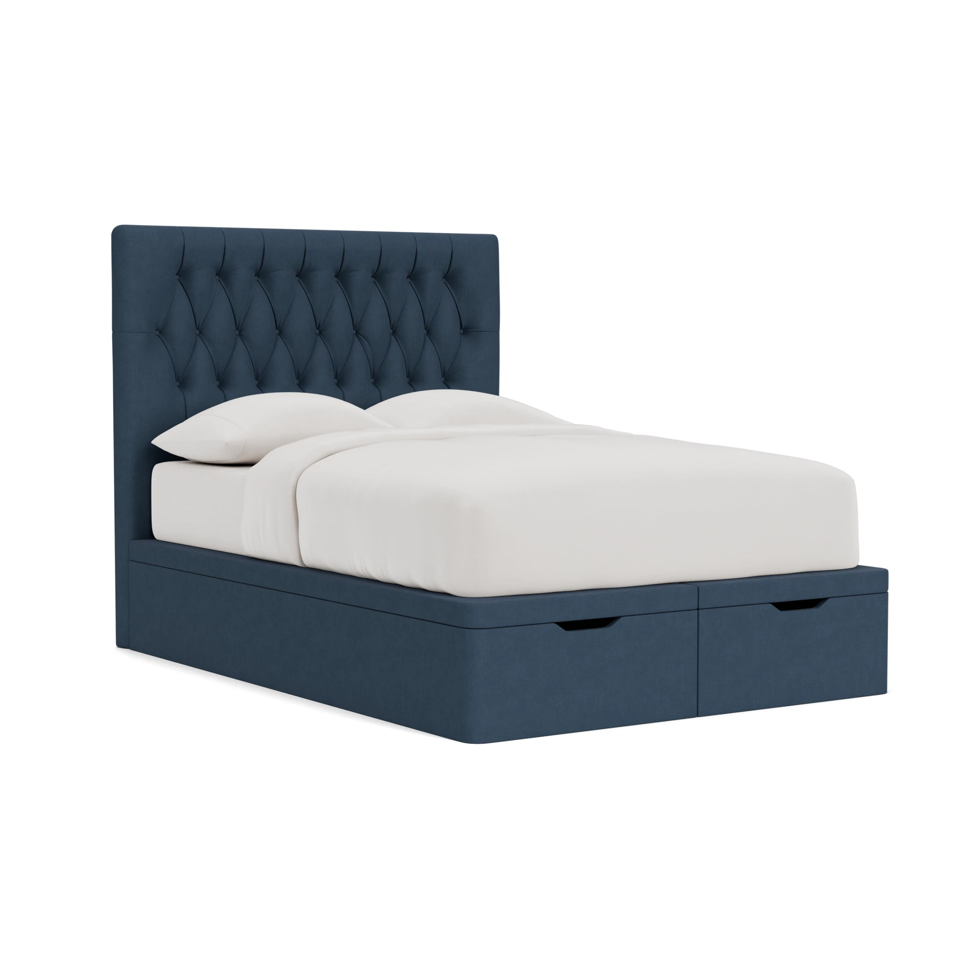 Calvert Double Ottoman Storage in House Linen Mix - Indigo