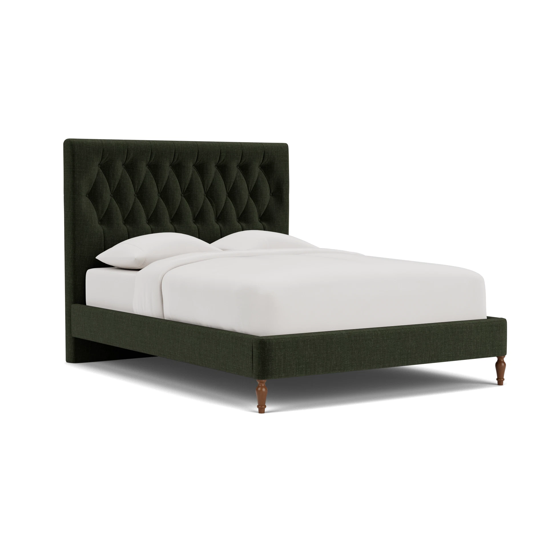 Calvert King Size Classic Bedstead in Eco Chenille - Moss