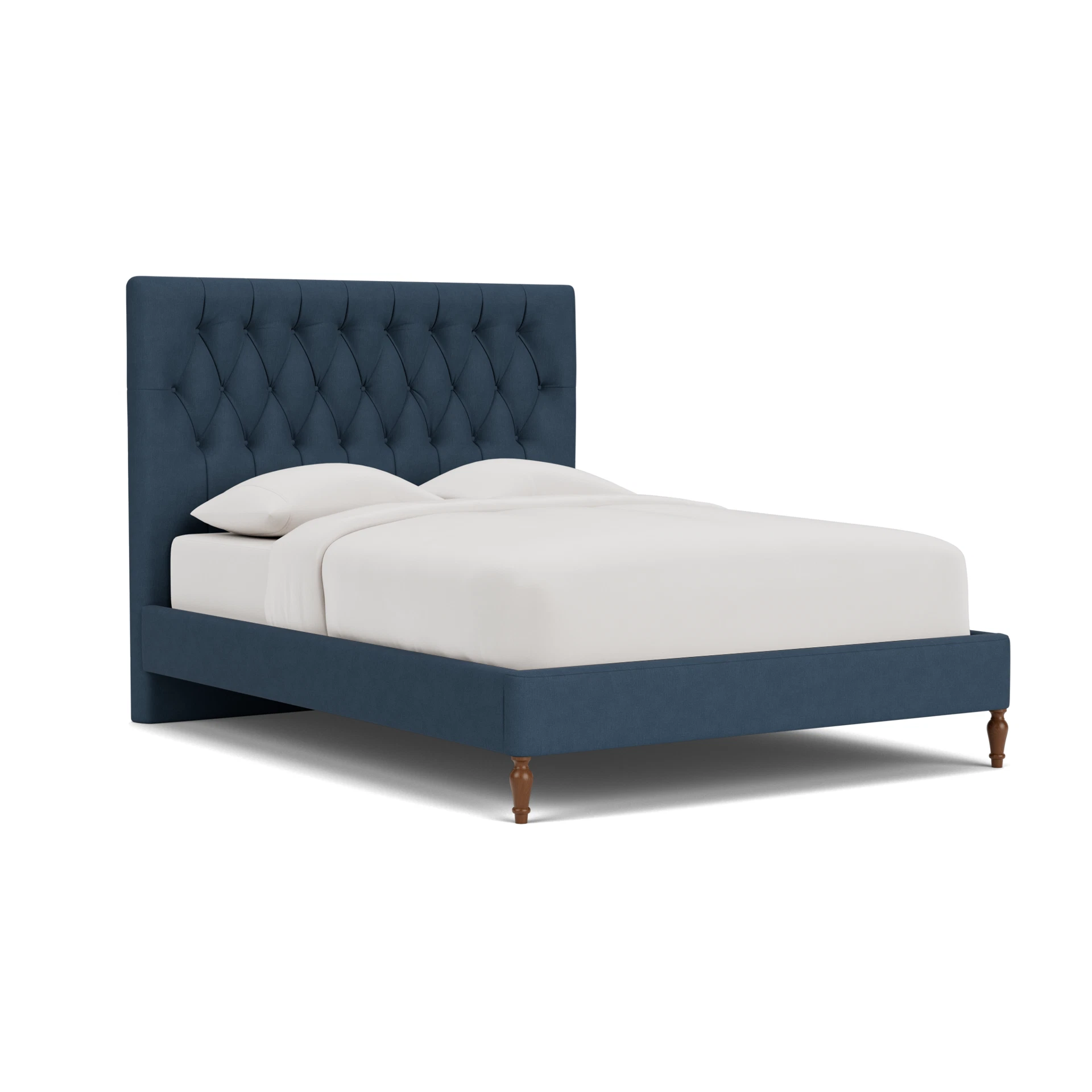 Calvert King Size Classic Bedstead in House Linen Mix - Indigo
