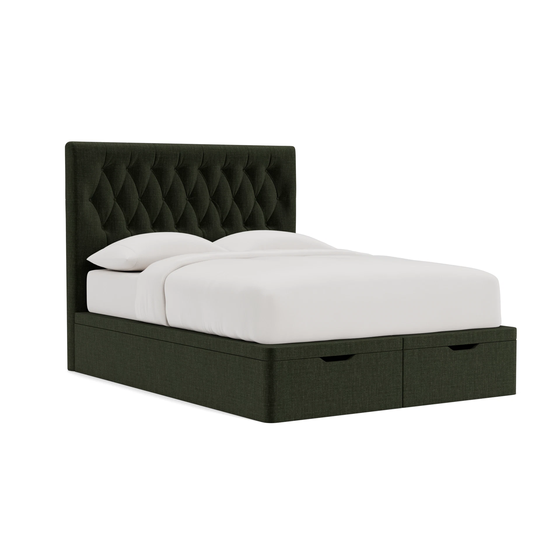 Calvert King Size Ottoman Storage in Eco Chenille - Moss