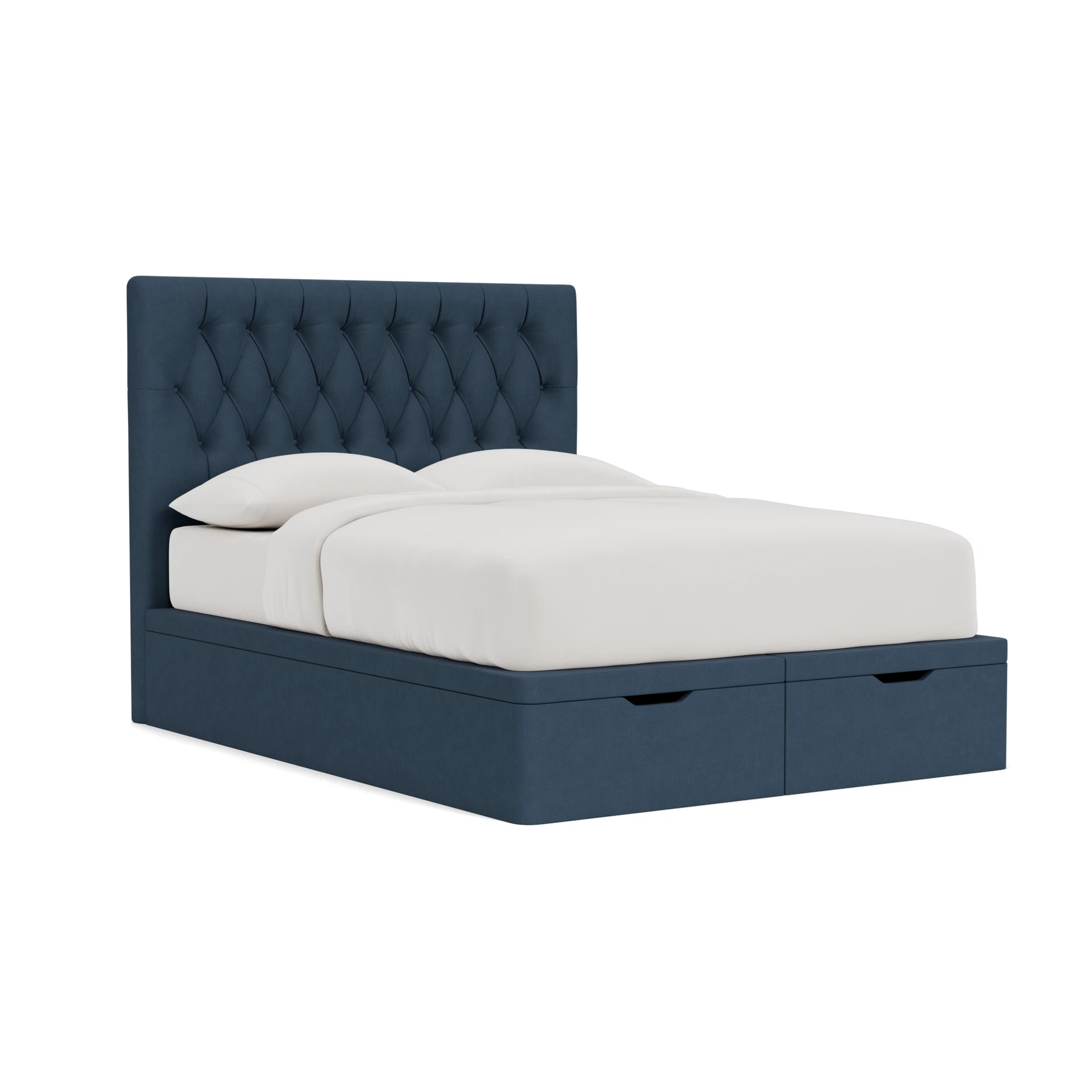 Calvert King Size Ottoman Storage in House Linen Mix - Indigo