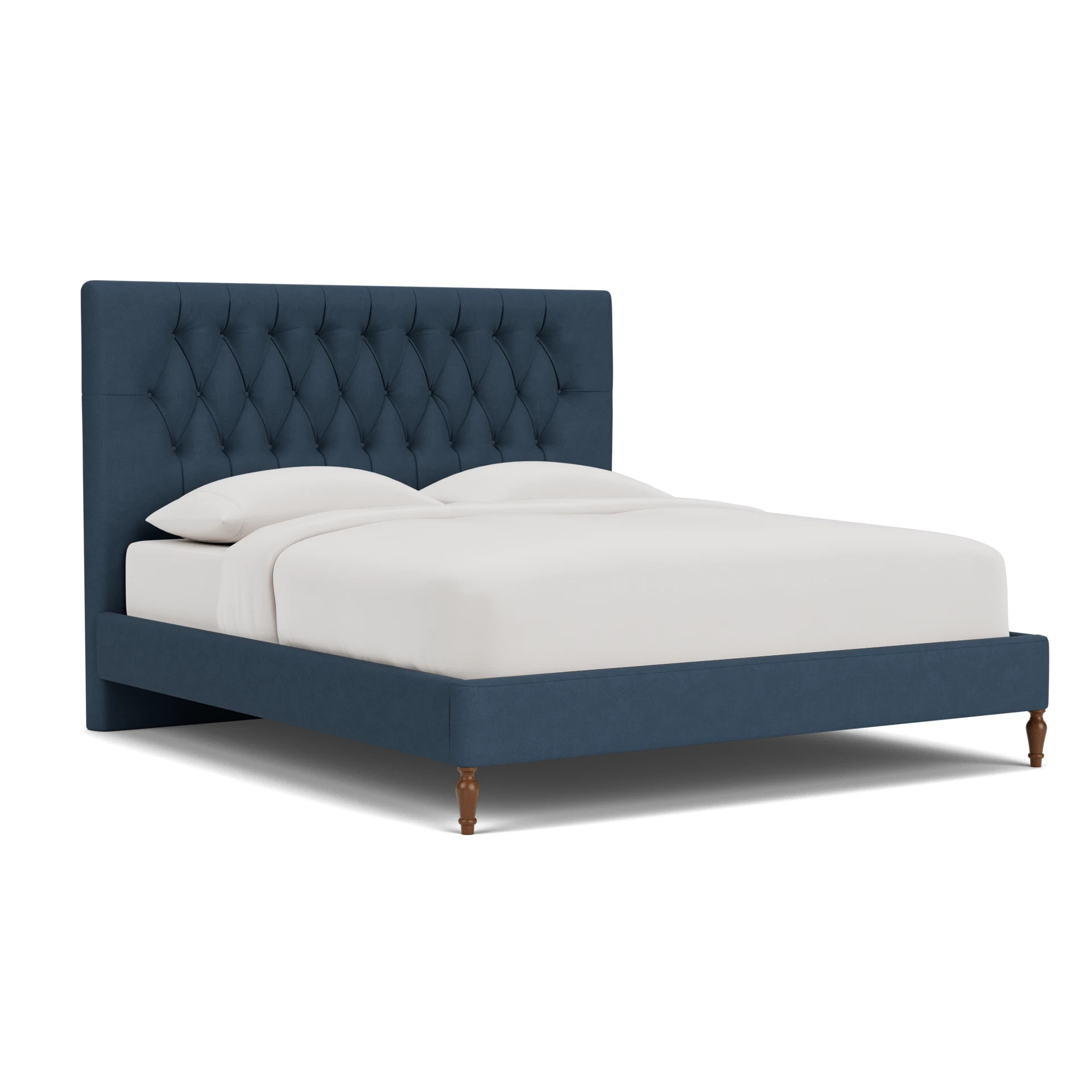 Calvert Super King Classic Bedstead in House Linen Mix - Indigo