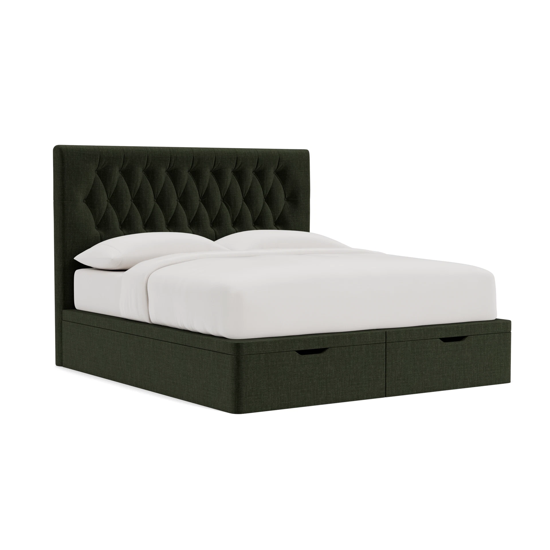 Calvert Super King Ottoman Storage in Eco Chenille - Moss