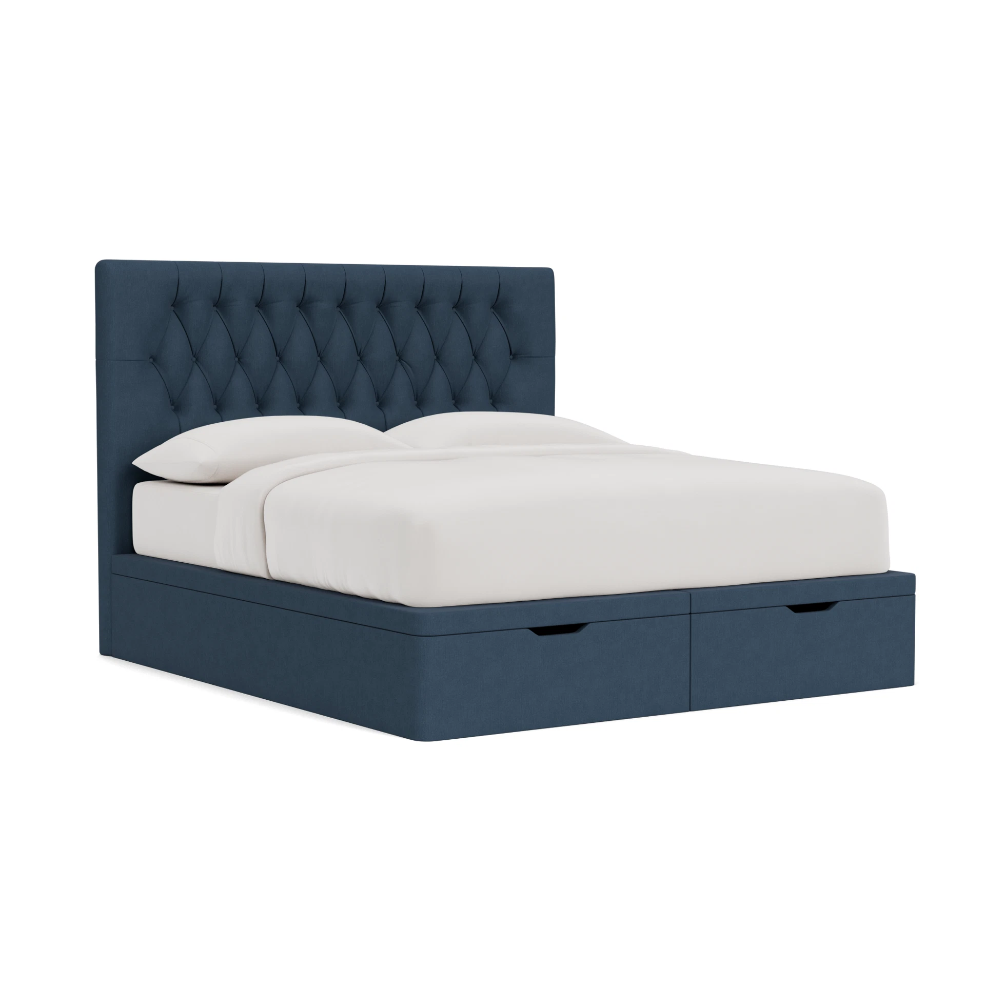 Calvert Super King Ottoman Storage in House Linen Mix - Indigo
