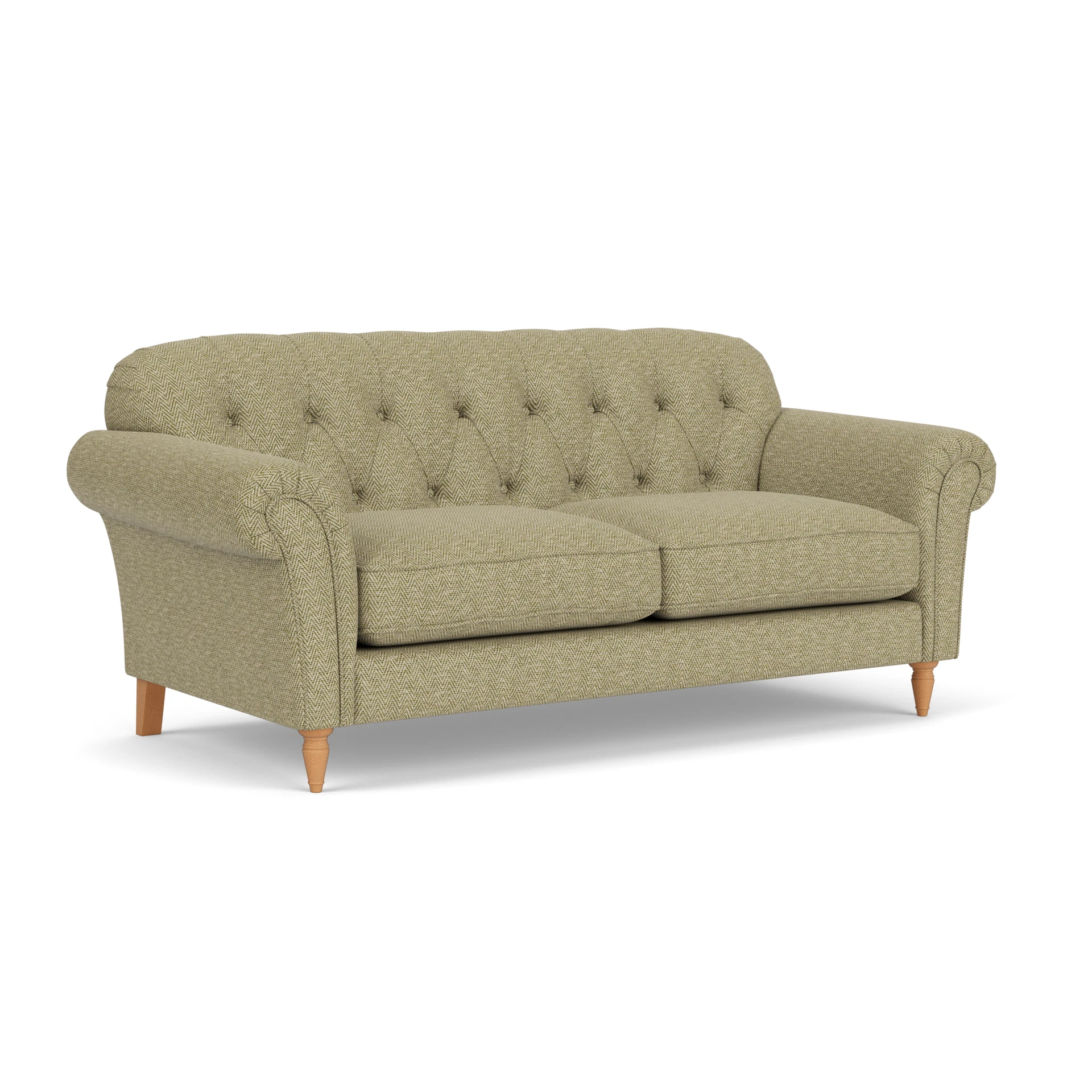 Chapman 3 Seater Sofa in Herringbone Weave - Apple with Light legs