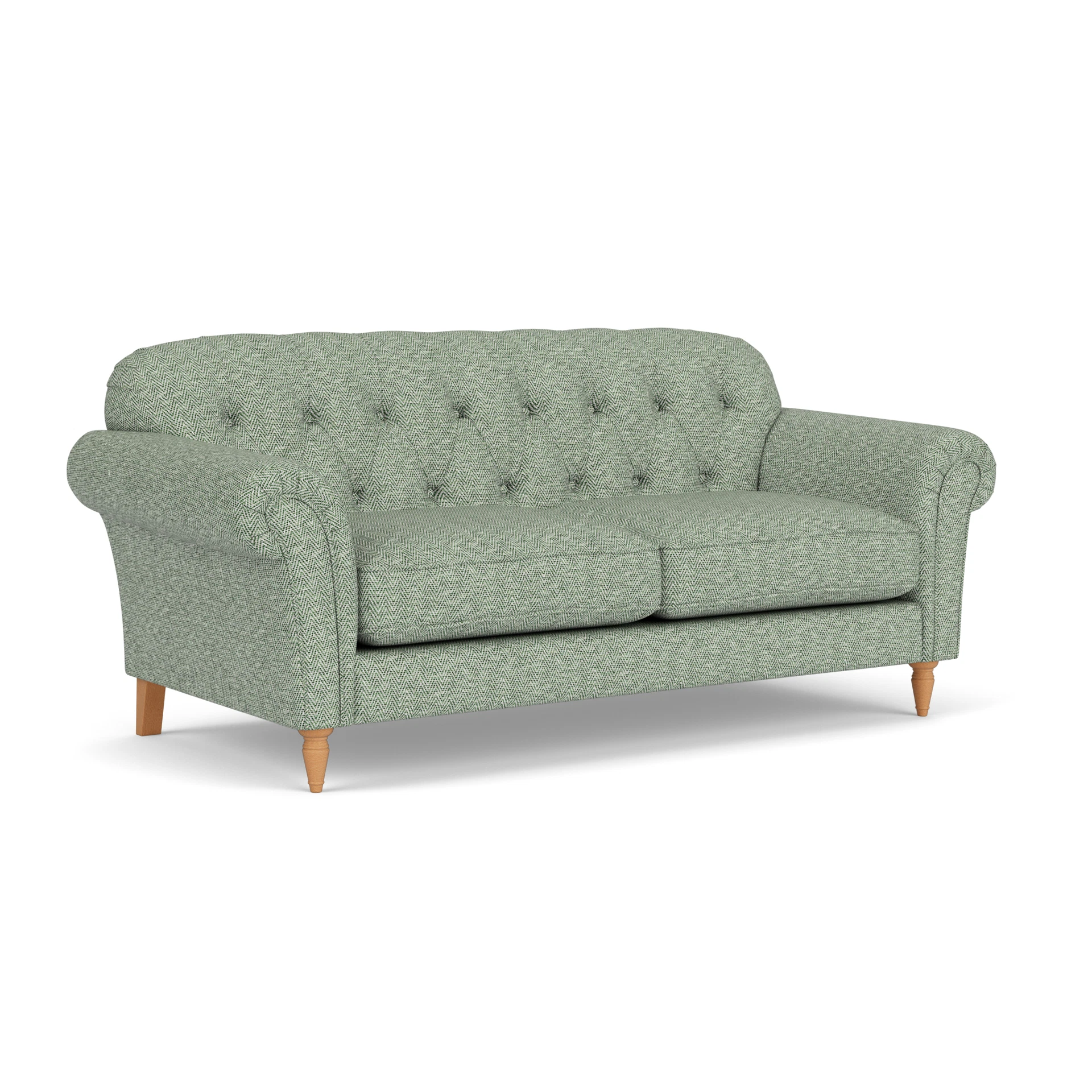Chapman 3 Seater Sofa in Herringbone Weave - Lake with Light legs