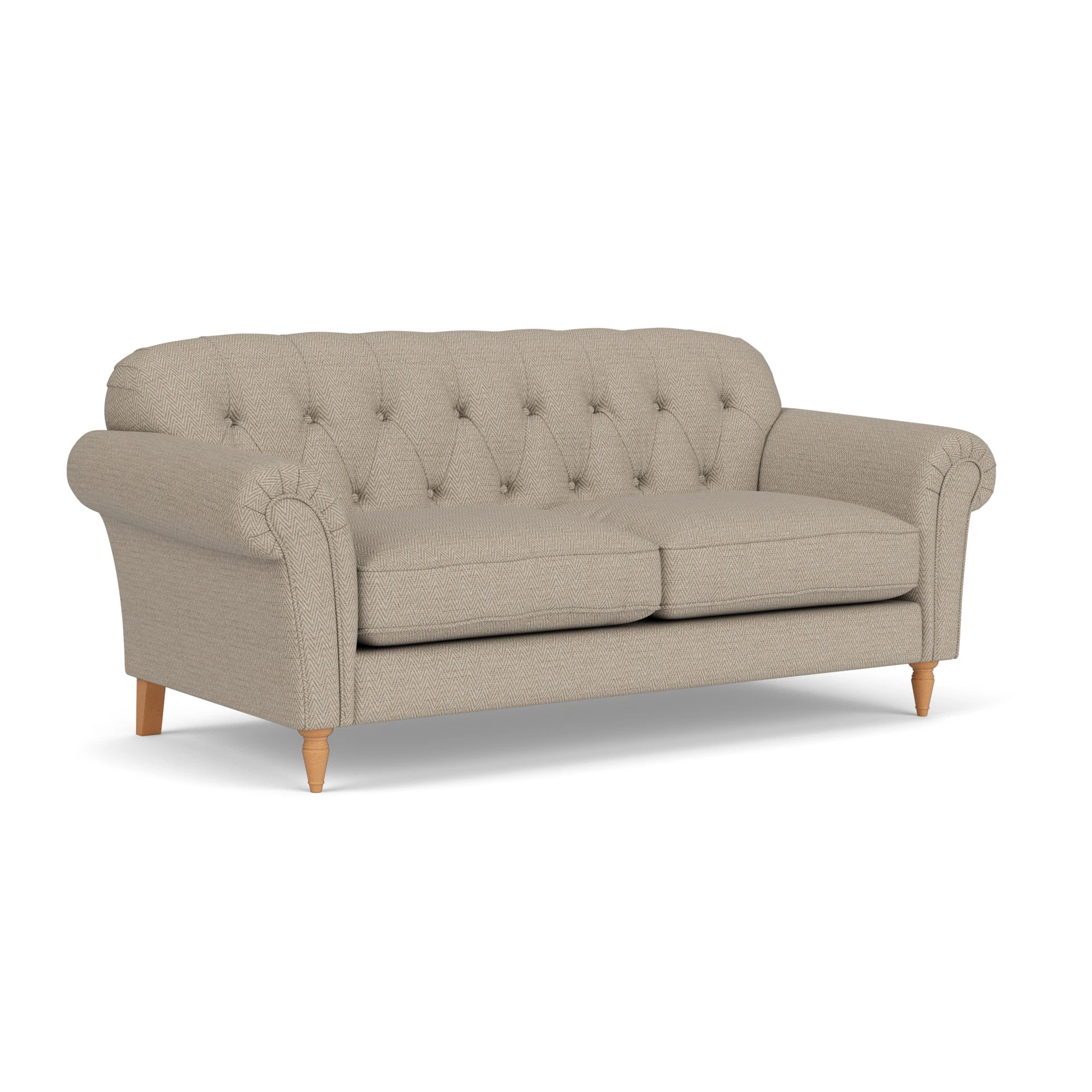 Chapman 3 Seater Sofa in Herringbone Weave - Natural with Light legs