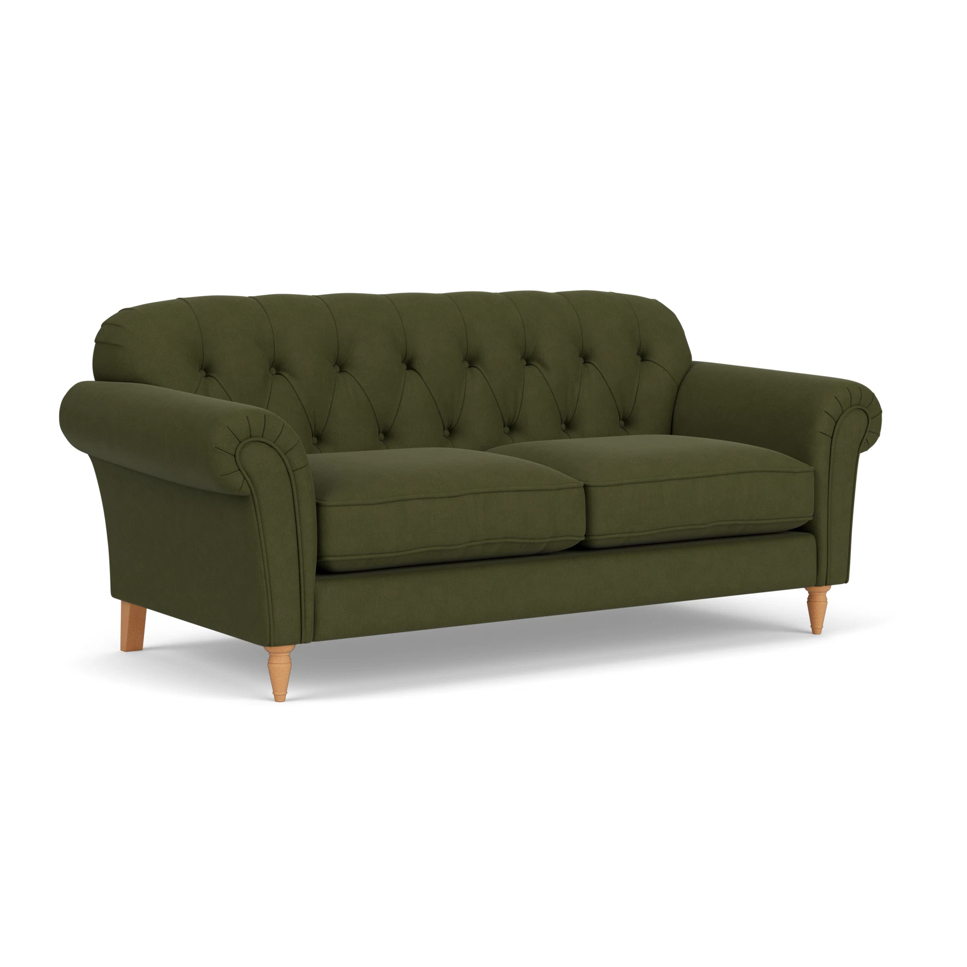 Chapman 3 Seater Sofa in House Linen Mix - Forest Green with Light legs