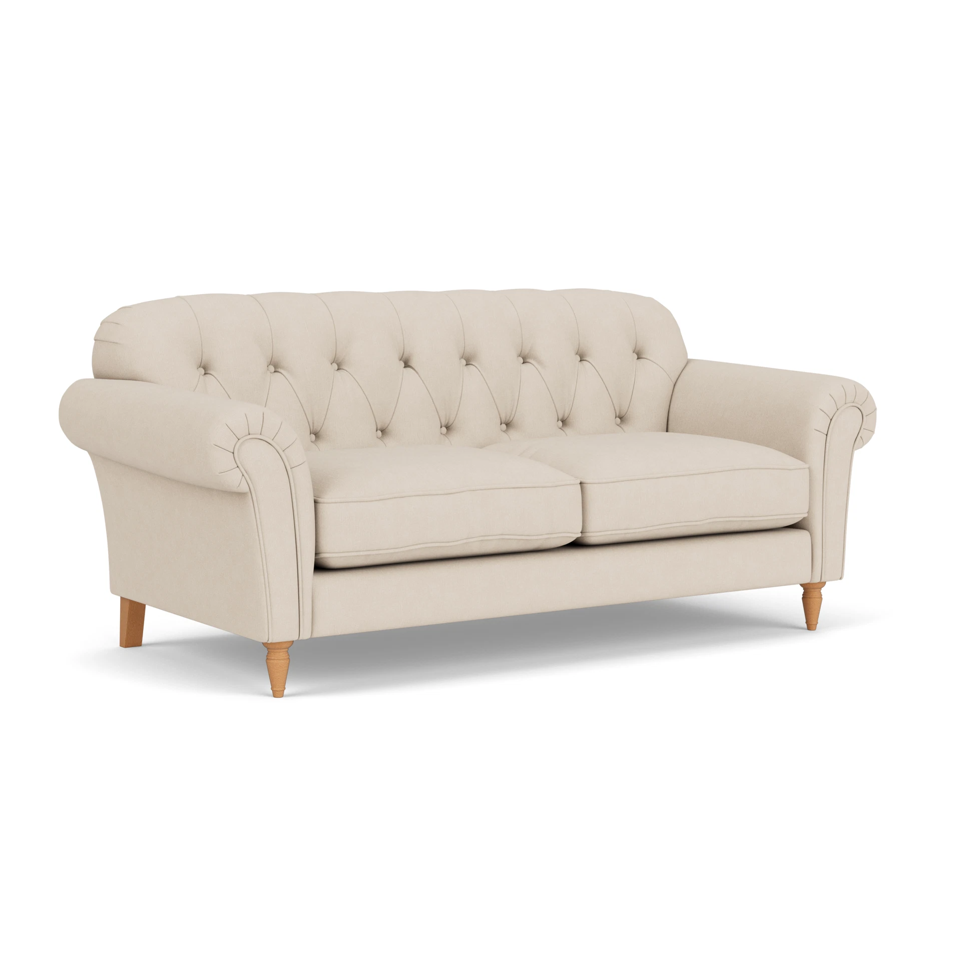 Chapman 3 Seater Sofa in House Linen Mix - Lily White with Light legs