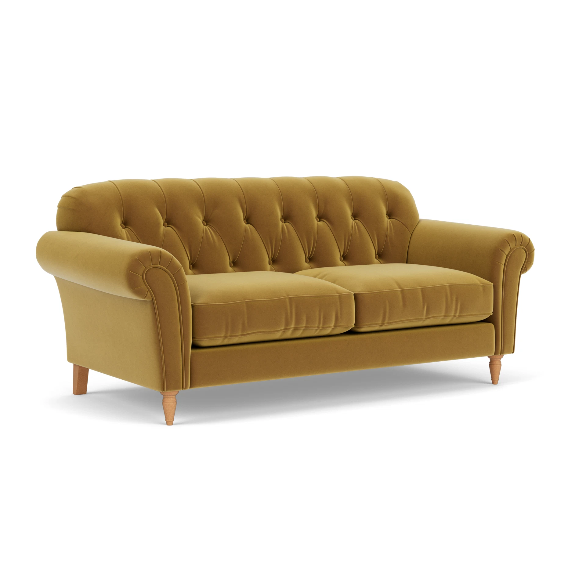 Chapman 3 Seater Sofa in Matt Velvet - Mustard with Light legs