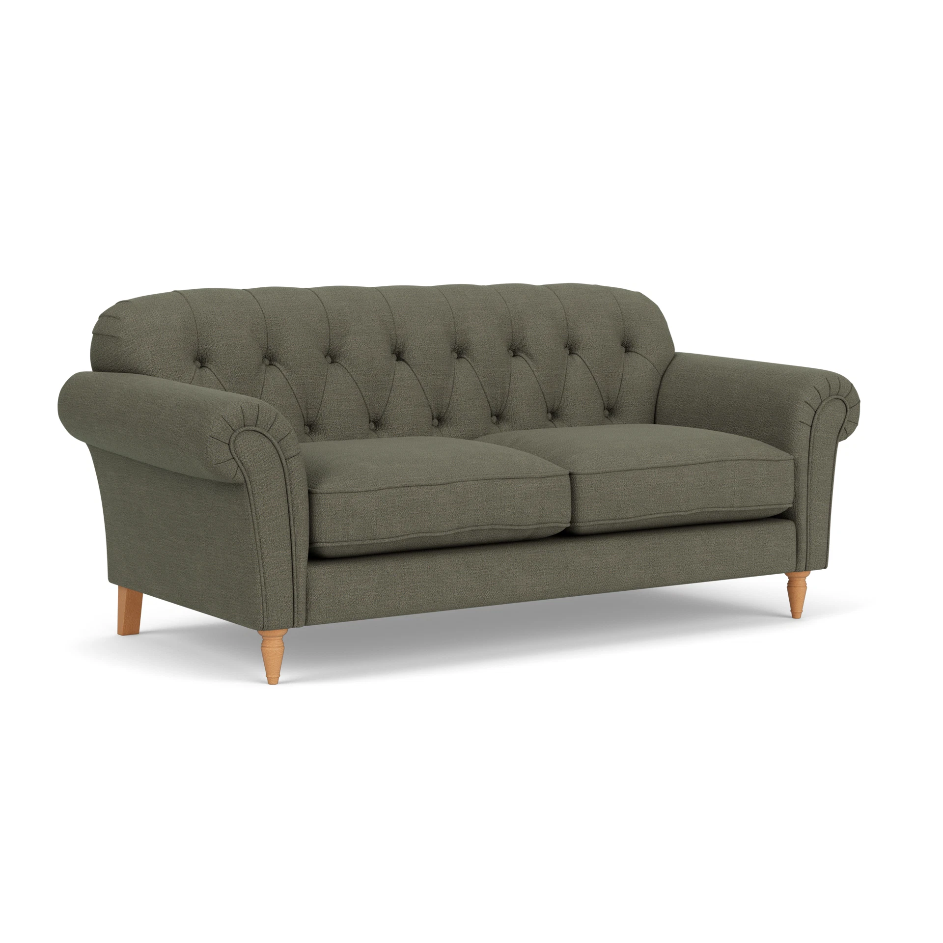 Chapman 3 Seater Sofa in Rustic Weave - Deep Forest with Light legs