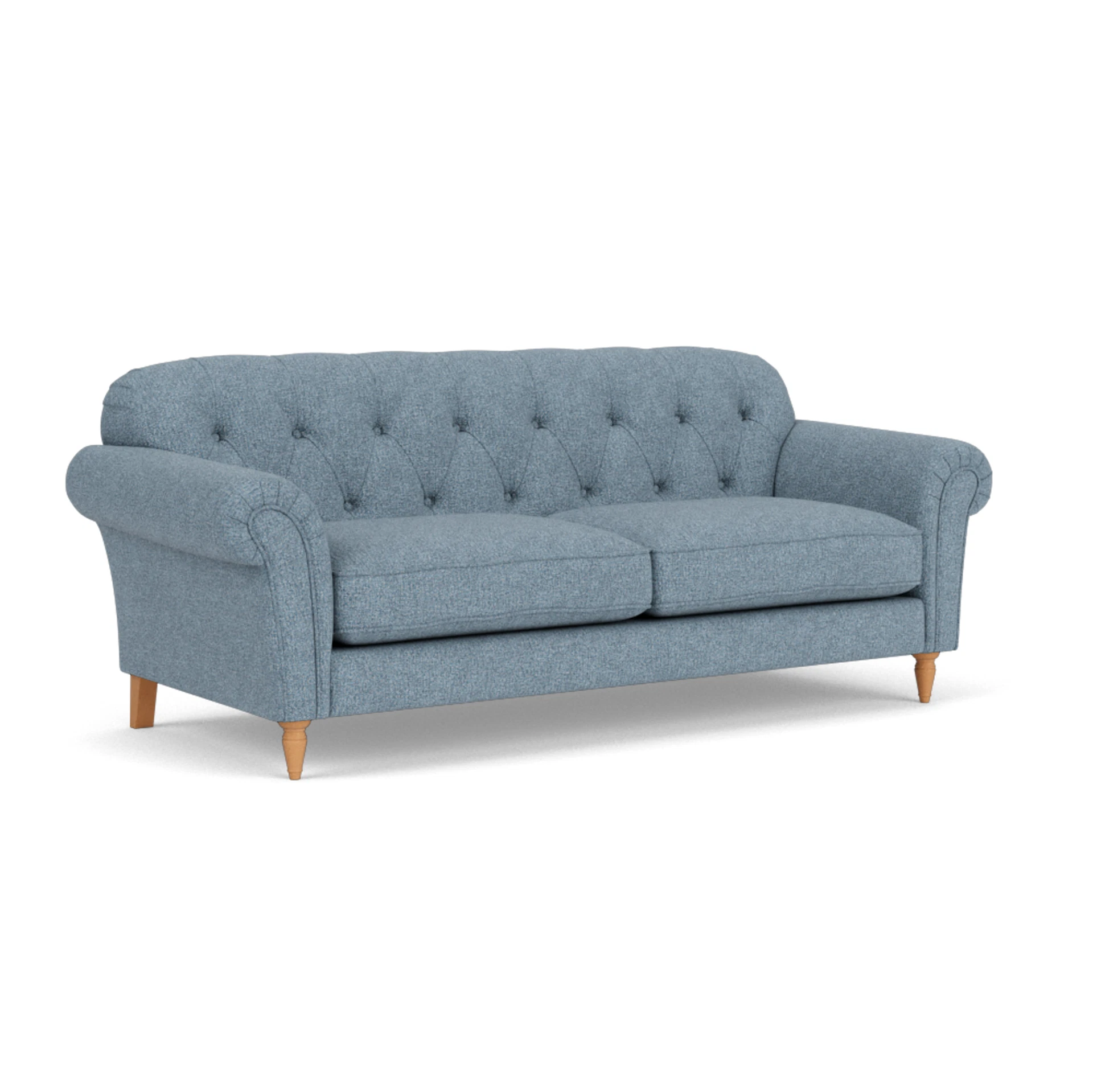 Chapman 4 Seater Sofa in Aquaclean Oxford - Mid Blue with Light legs