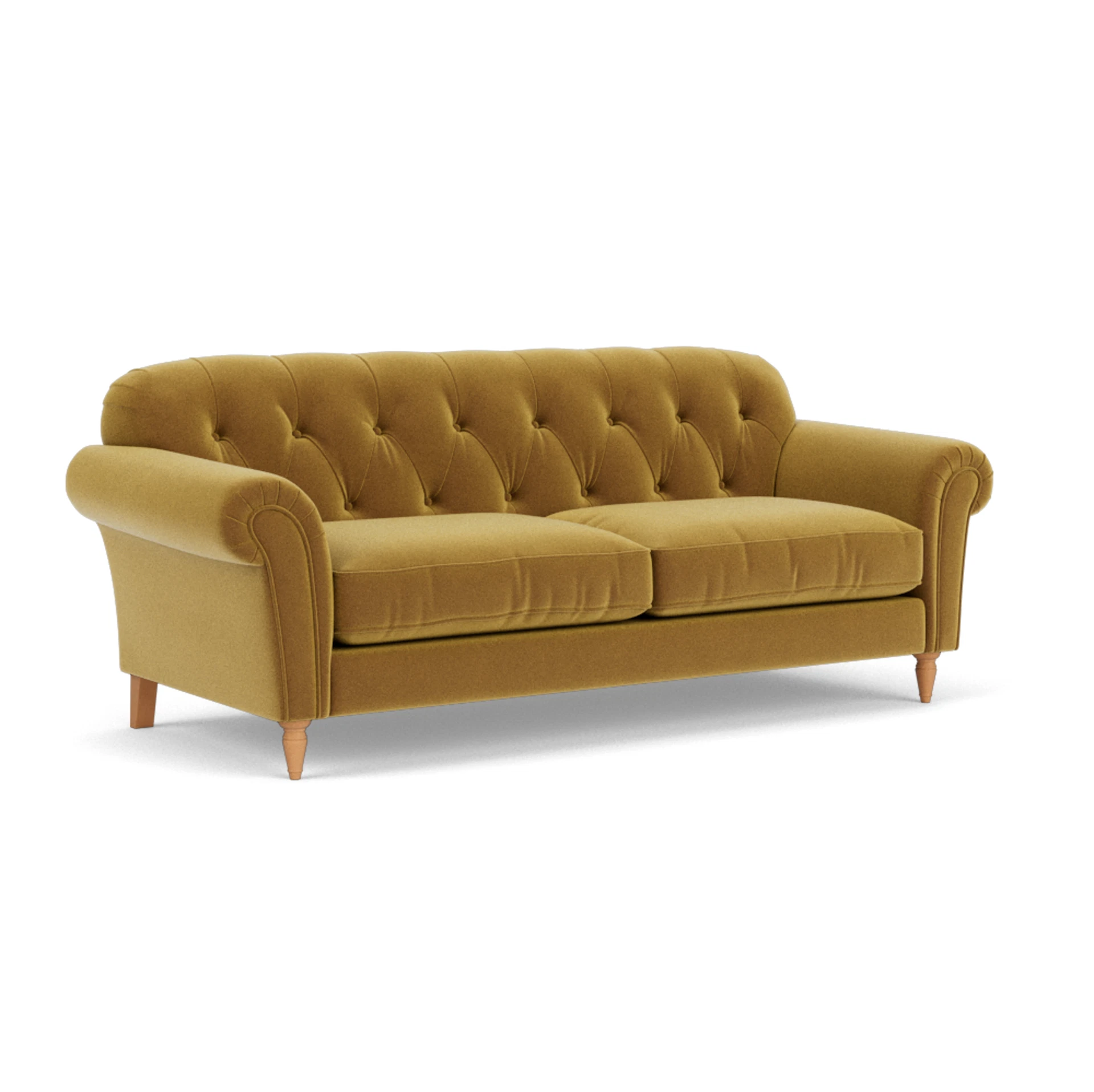 Chapman 4 Seater Sofa in Matt Velvet - Mustard with Light legs