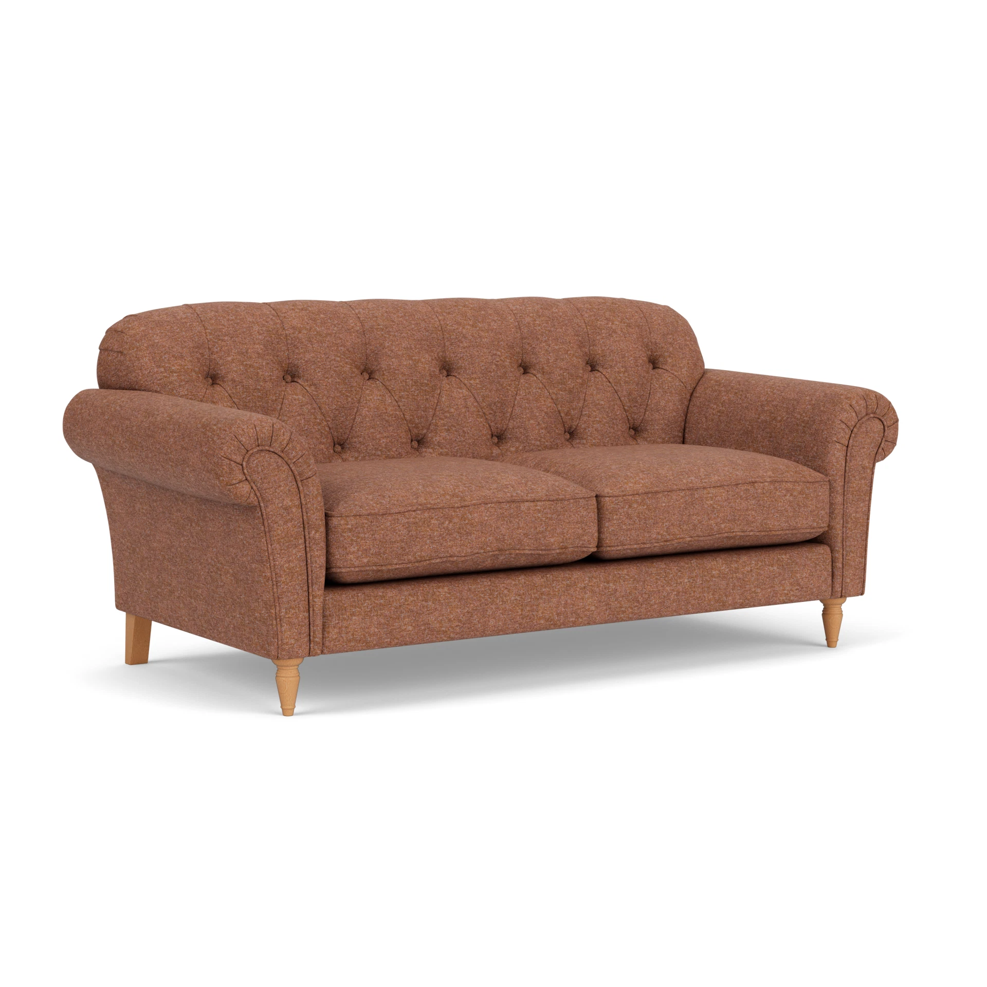 Chapman Large 2 Seater Sofa in Aquaclean Oxford - Brick Marl with Light legs